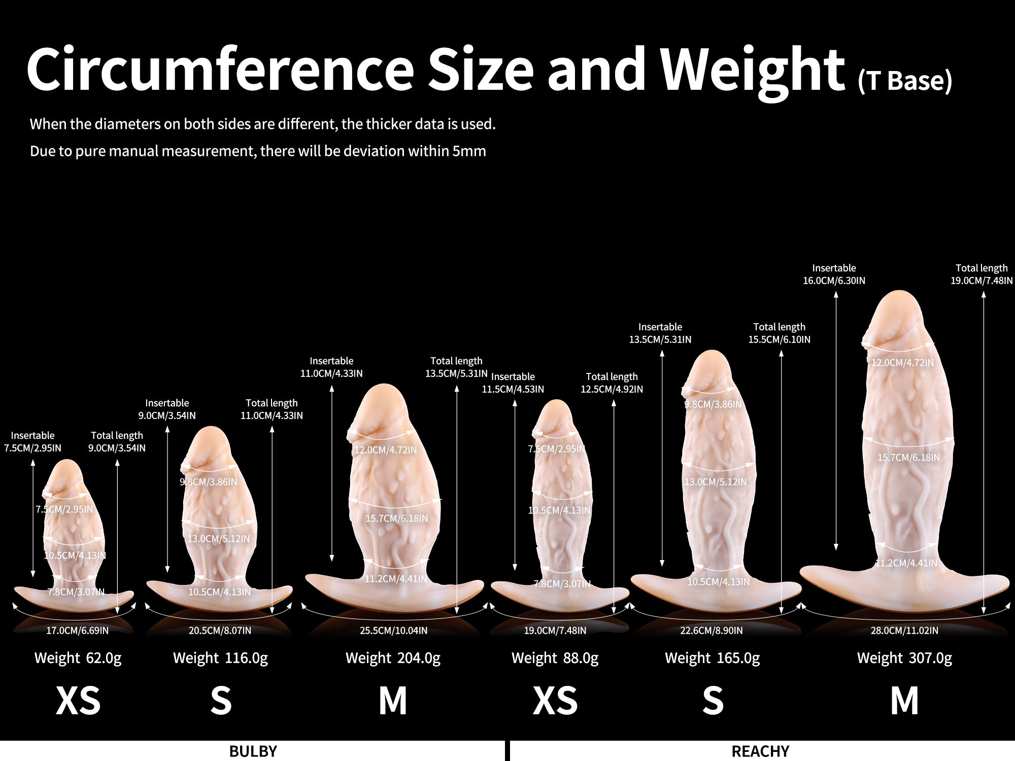 Wiz fantasy butt plug anal buttplug anal dildo T base Size Chart