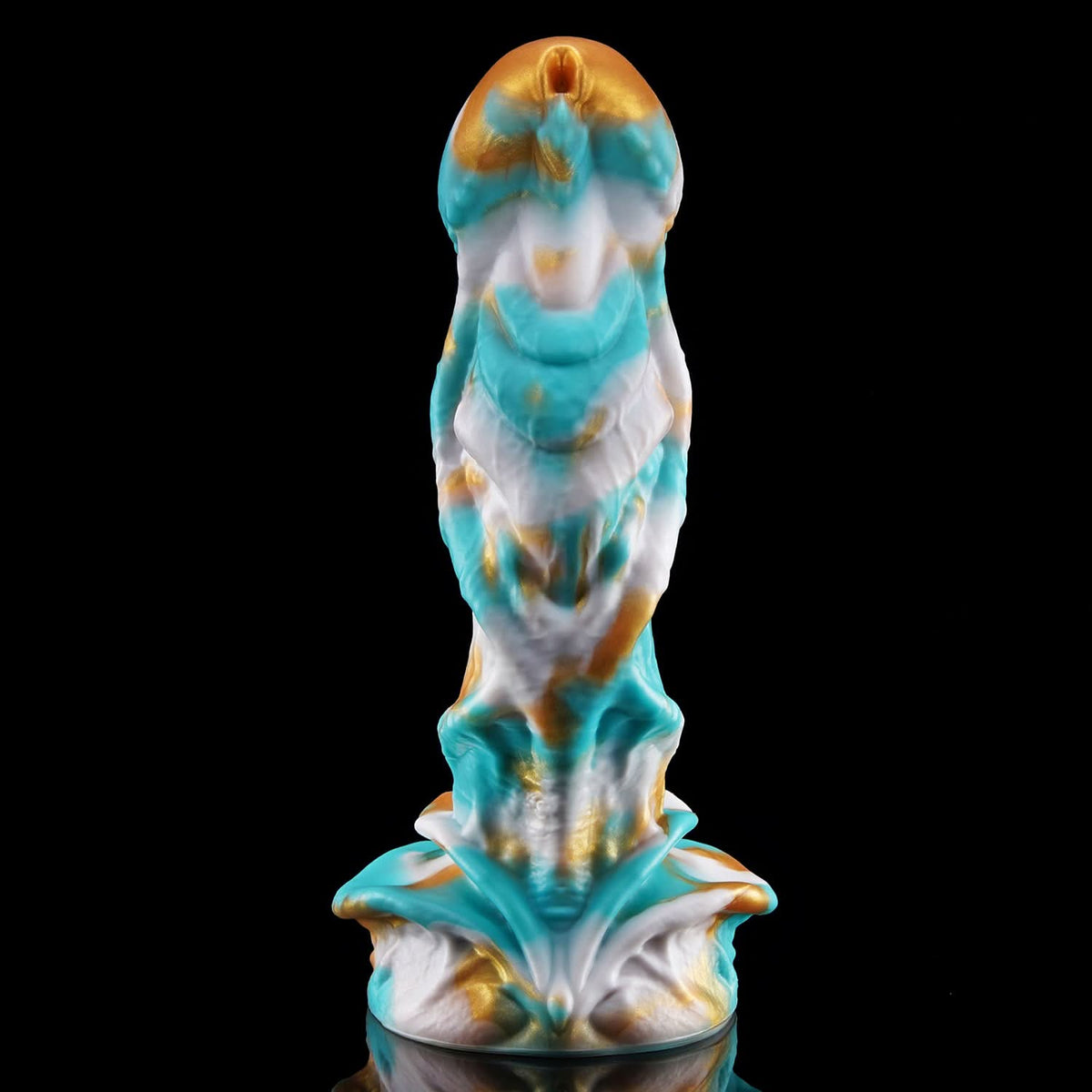 AGNME mermaid fantasy dildo with flowing wave-like folds and a sculpted base - front view