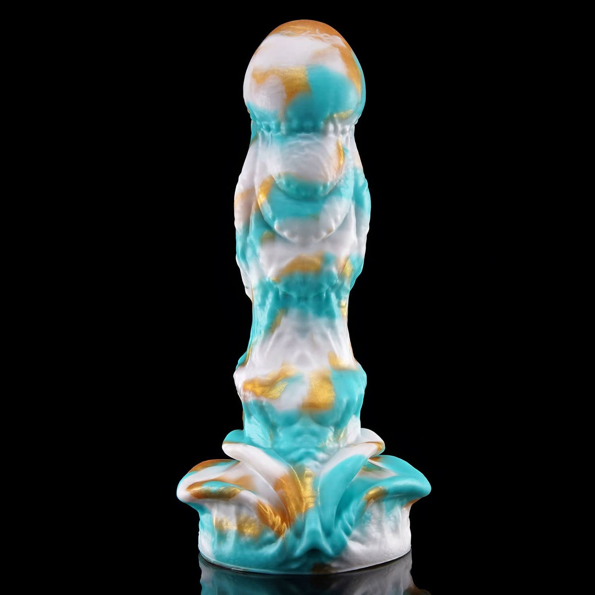 AGNME mermaid fantasy dildo with flowing wave-like folds and a sculpted base - rear view