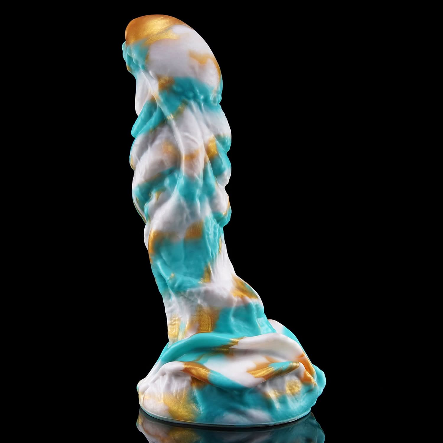 AGNME mermaid fantasy dildo with flowing wave-like folds and a sculpted base - side profile