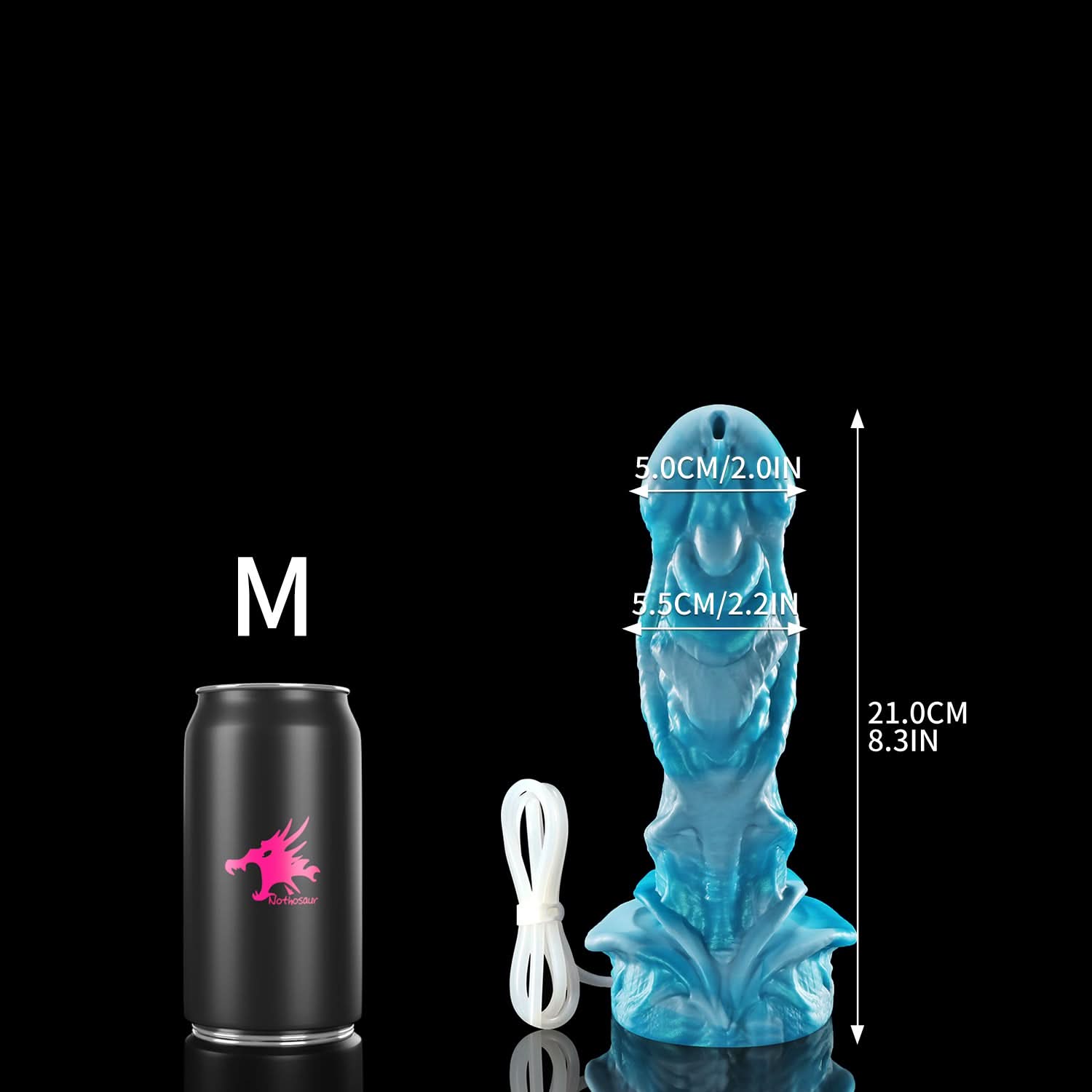 AGNME plus tube mermaid fantasy ejaculating dildo with flowing wave-like folds and built-in tube - M size guide with tube