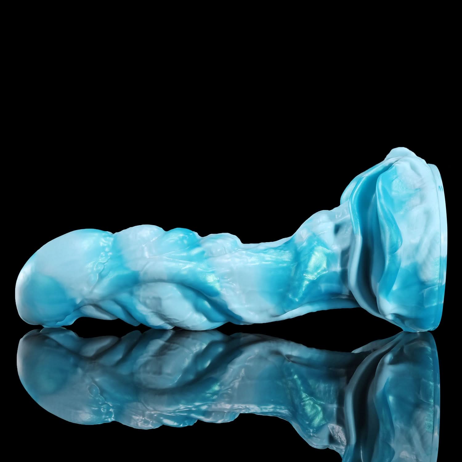AGNME plus tube mermaid fantasy ejaculating dildo with flowing wave-like folds and built-in tube - rear side view