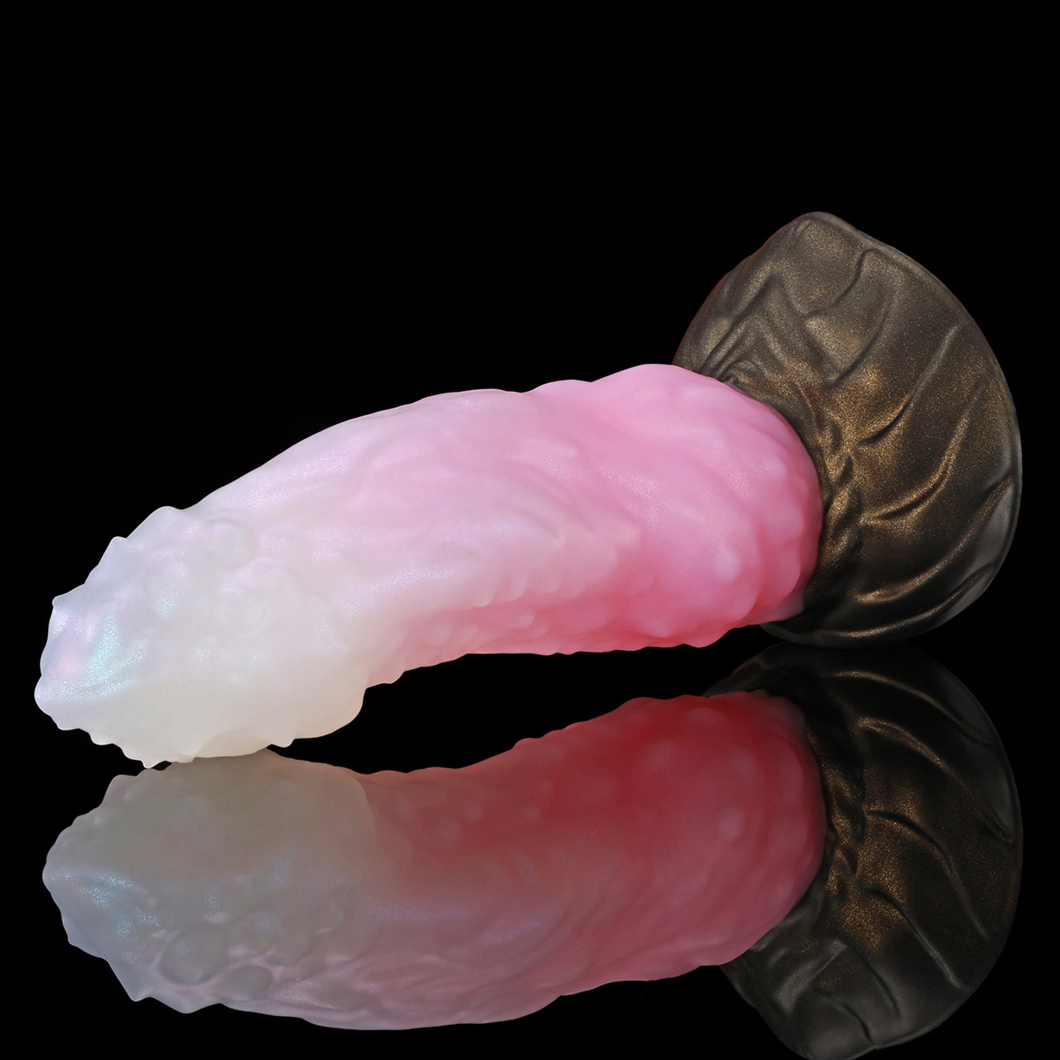 Howling Dragon custom dragon knot fantasy dildo with a textured shaft and suction cup base - angled side view