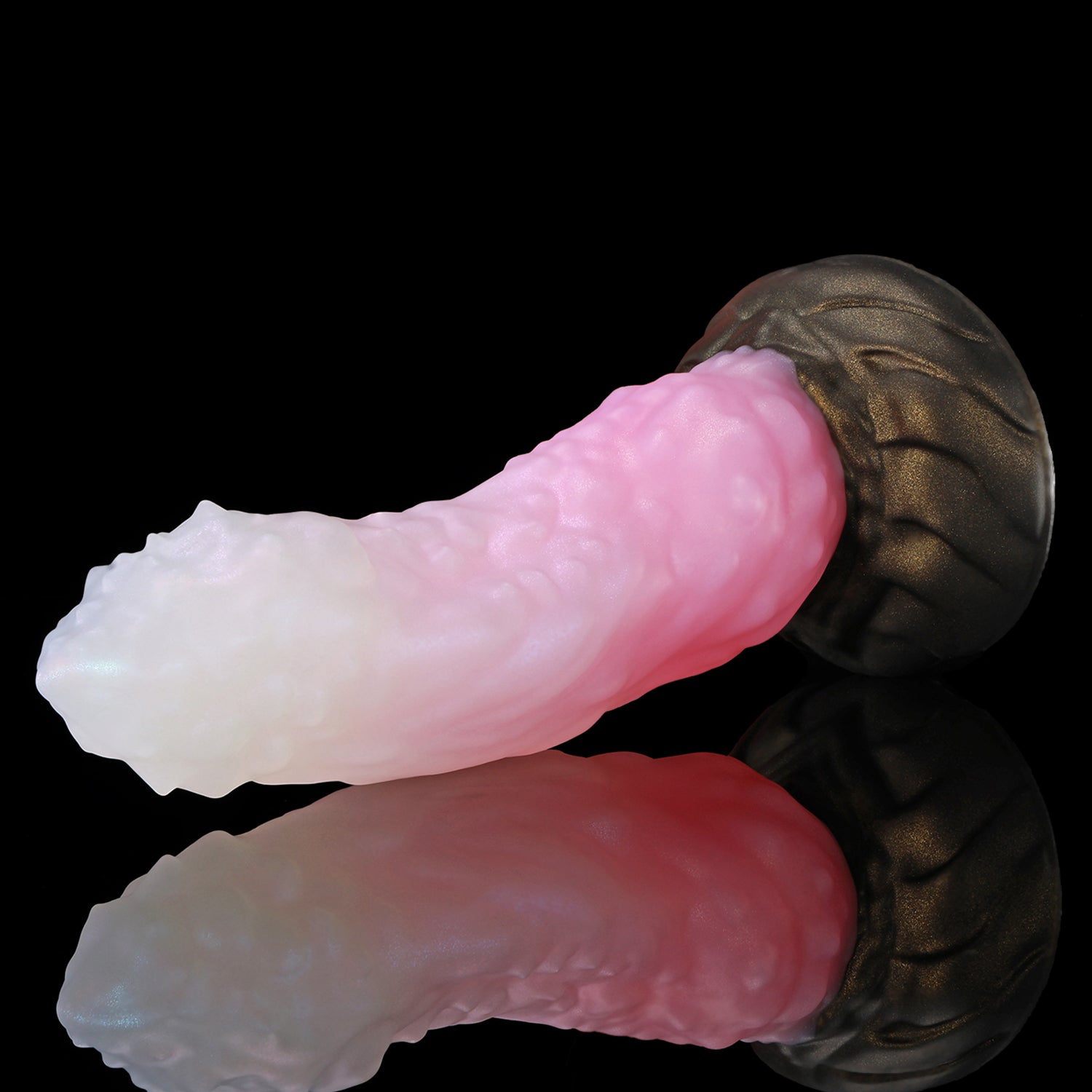 Howling Dragon custom dragon knot fantasy dildo with a textured shaft and suction cup base - side profile