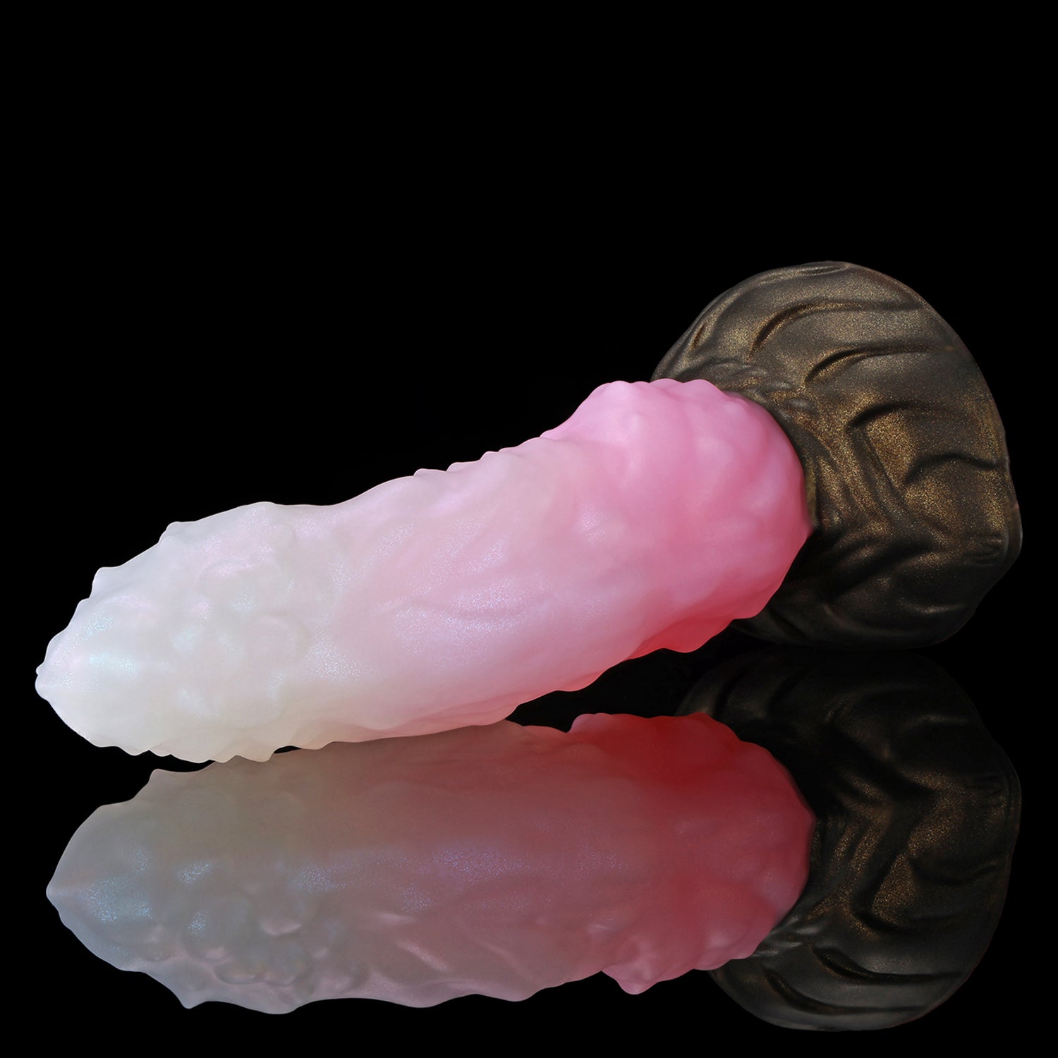 Howling Dragon custom dragon knot fantasy dildo with a textured shaft and suction cup base - side view
