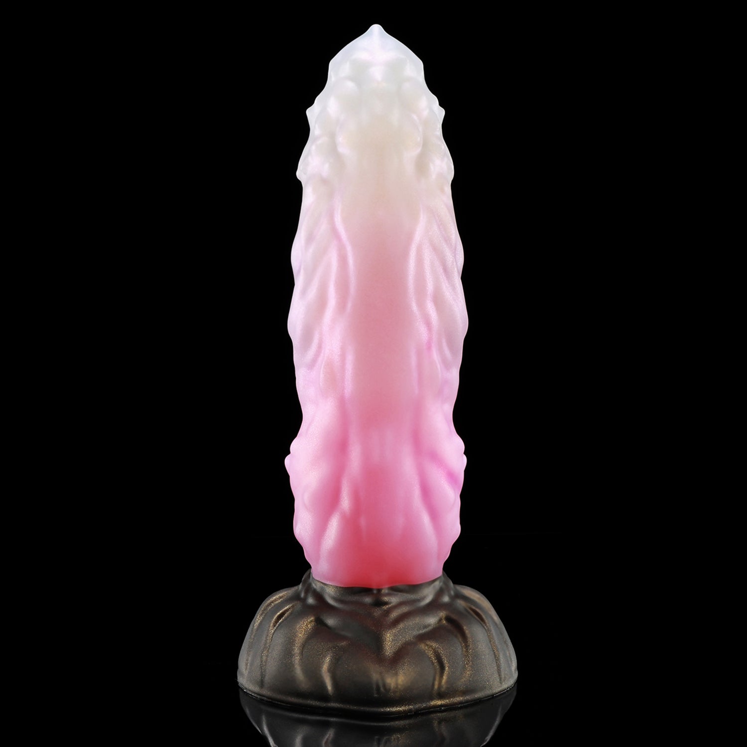 Howling Dragon custom dragon knot fantasy dildo with a textured shaft and suction cup base - upright rear view