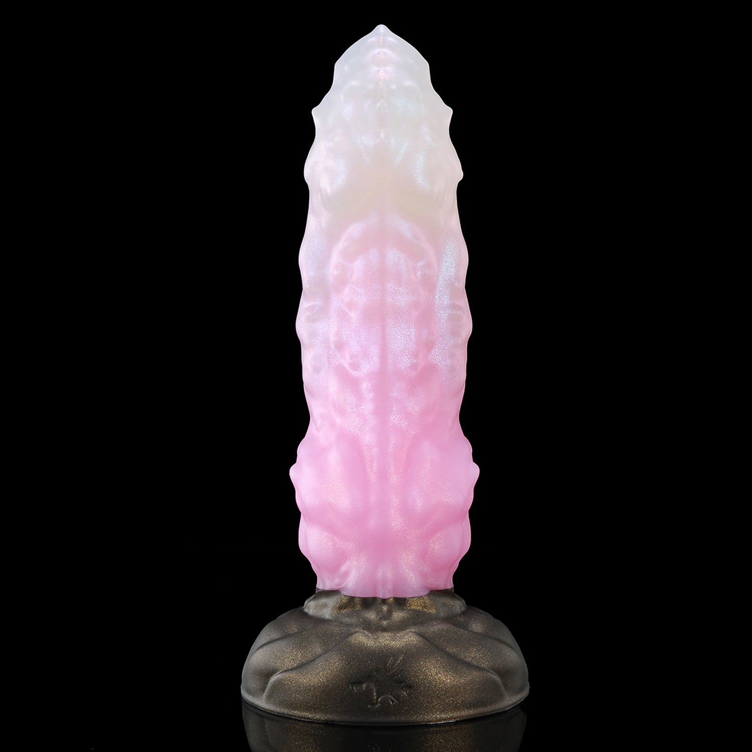 Howling Dragon custom dragon knot fantasy dildo with a textured shaft and suction cup base - upright side view