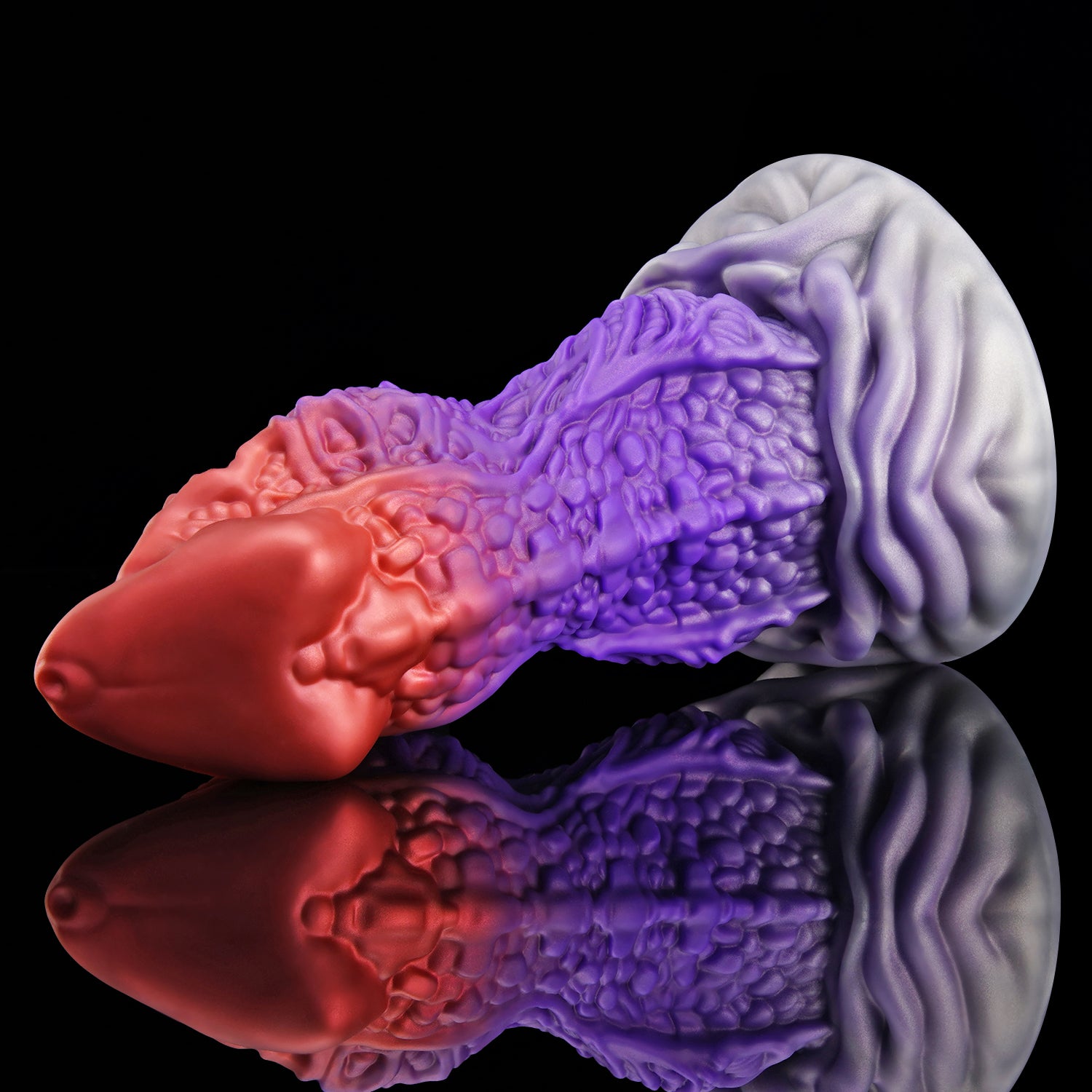 MAGARA custom dragon fantasy dildo with layered scale texture and a sculpted ornamental base - base and shaft view