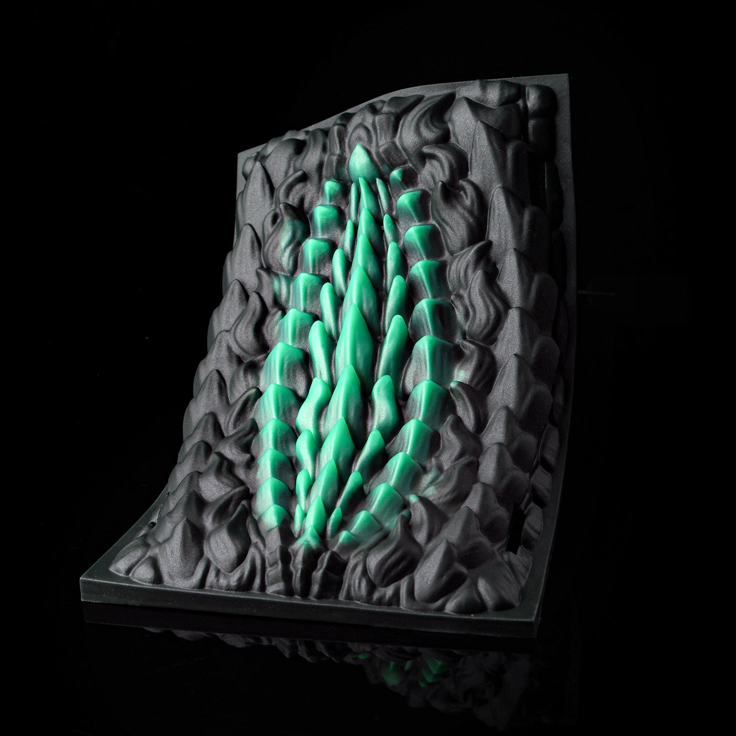 Meo's Scales dragon-scale fantasy grinder with adjustable harness straps - front view