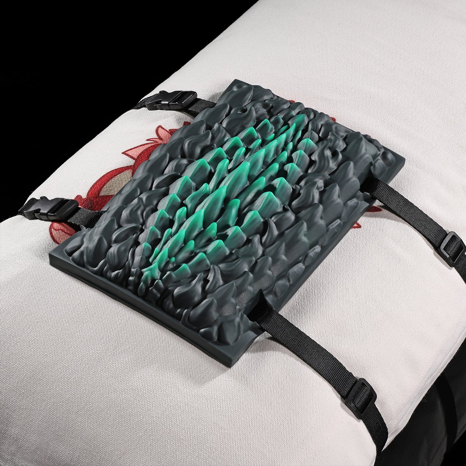 Meo's Scales dragon-scale fantasy grinder with adjustable harness straps - worn with adjustable straps