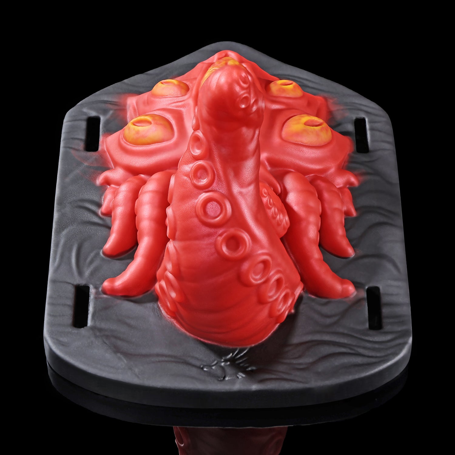 Alla's Gaze fantasy grinder with sculpted tentacles, raised texture, and adjustable harness straps - red rear view