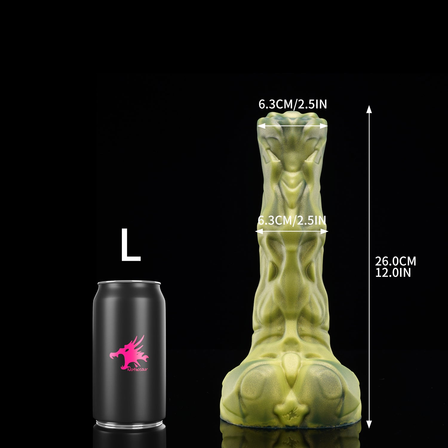 FIGURE plus tube fantasy horse ejaculating dildo with a textured biomechanical shaft and built-in tube - L size guide with tube