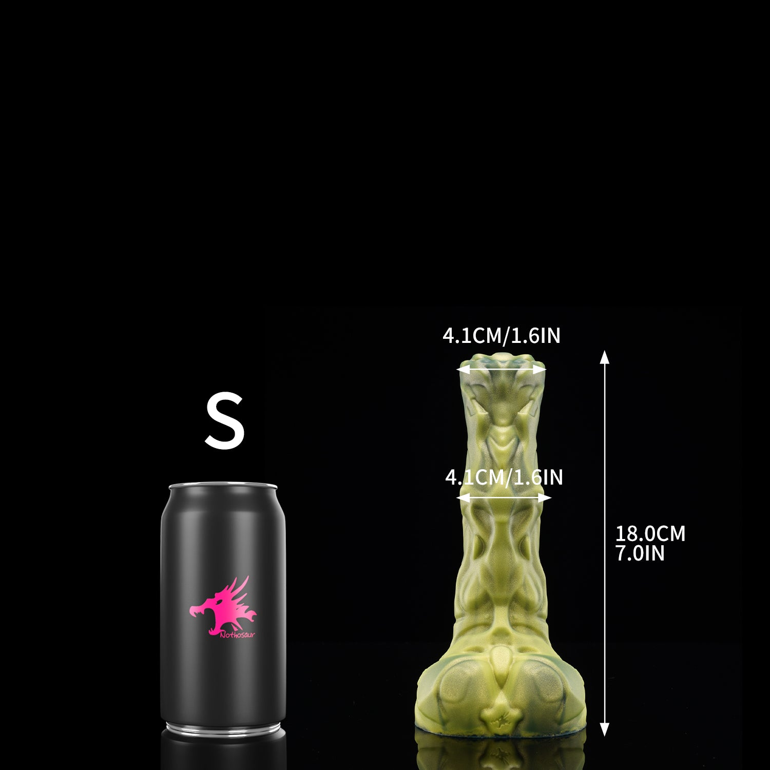 FIGURE plus tube fantasy horse ejaculating dildo with a textured biomechanical shaft and built-in tube - S size guide with tube