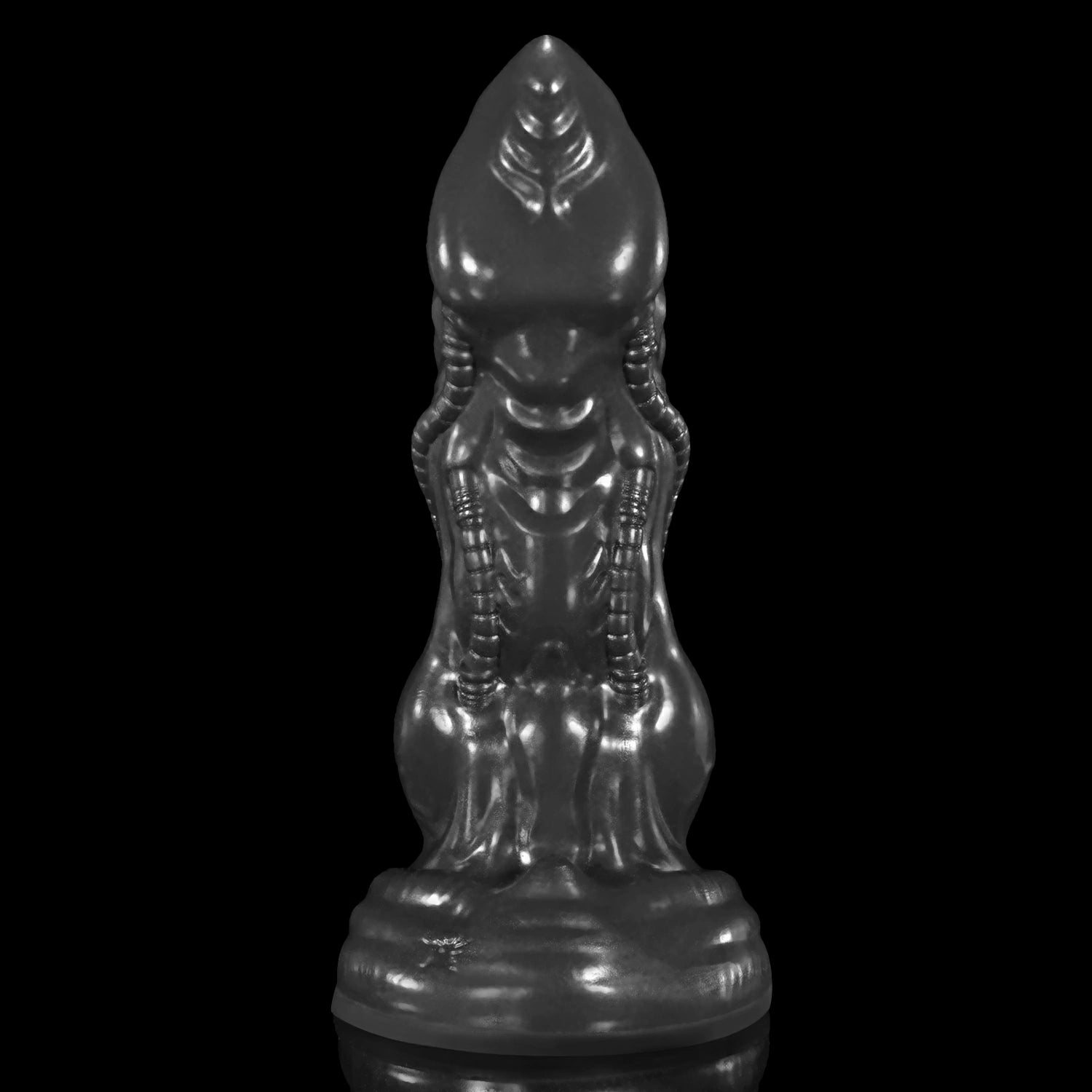 Nothosaur GLOSSY NEO-09 fantasy knot dildo with a pointed tip, textured side tubes, and a base knot - main view