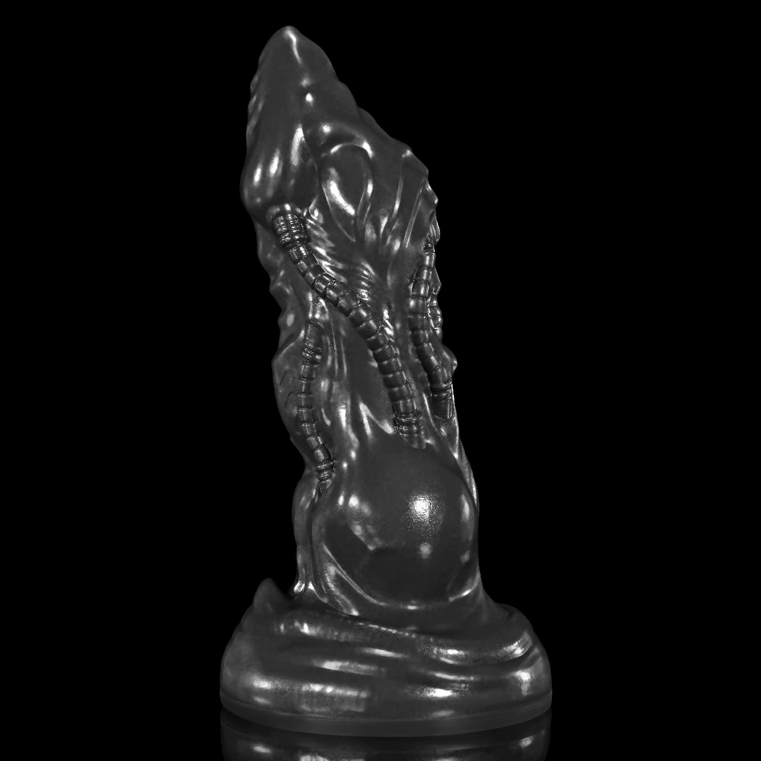 Nothosaur GLOSSY NEO-09 fantasy knot dildo with a pointed tip, textured side tubes, and a base knot - main view