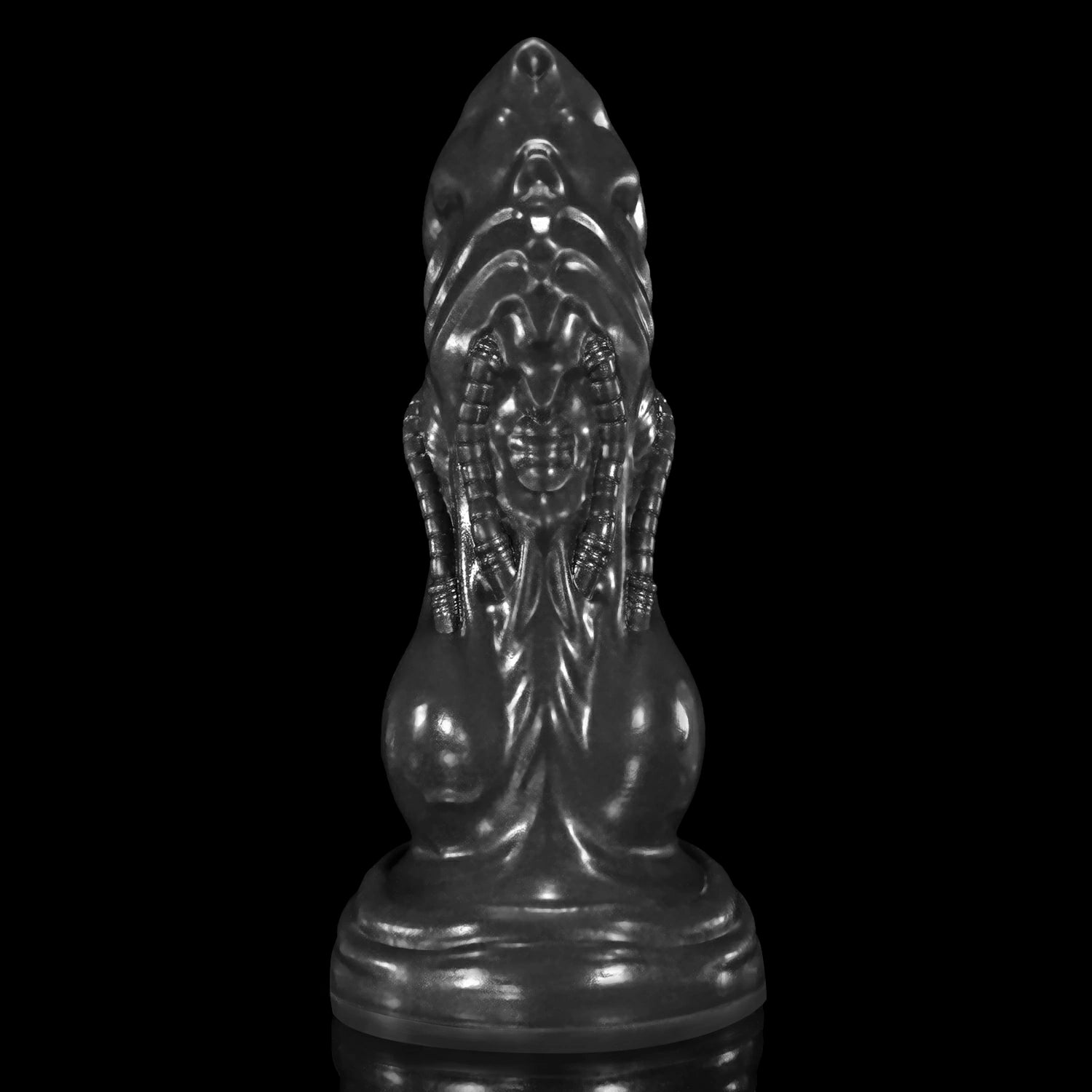 Nothosaur GLOSSY NEO-09 fantasy knot dildo with a pointed tip, textured side tubes, and a base knot - main view