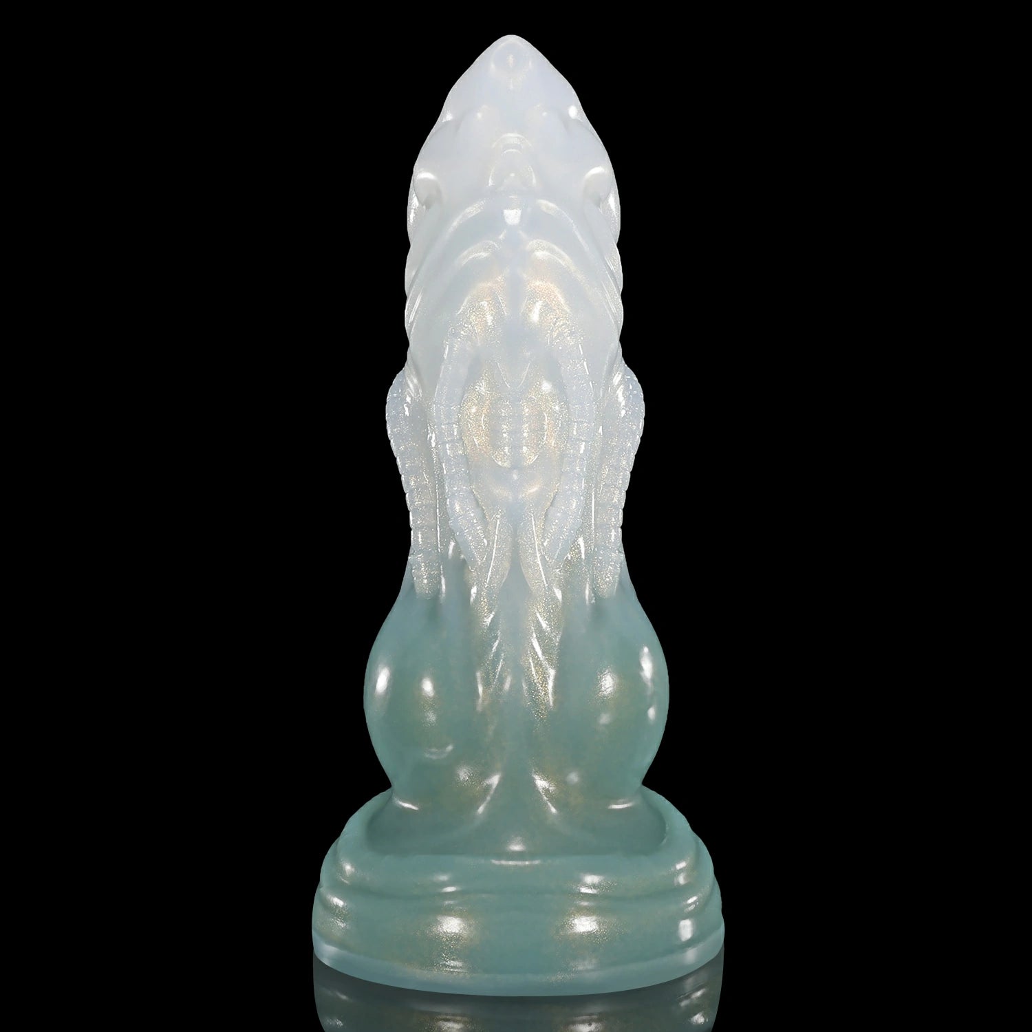 Nothosaur GLOSSY NEO-09 fantasy knot dildo with a pointed tip, textured side tubes, and a base knot - main view