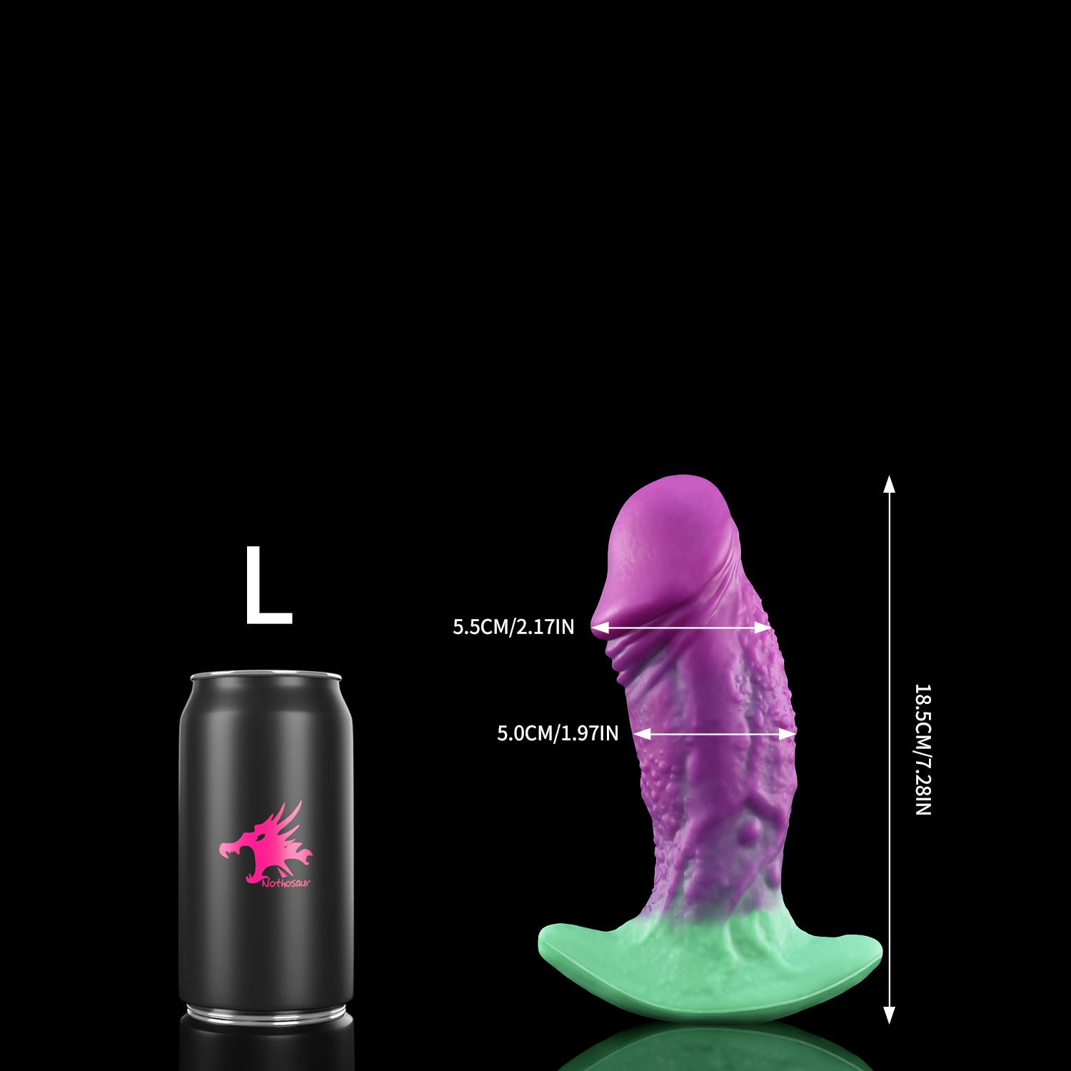 Nothosaur GOBLIN fantasy butt plug with a textured body and flared base - size reference 11
