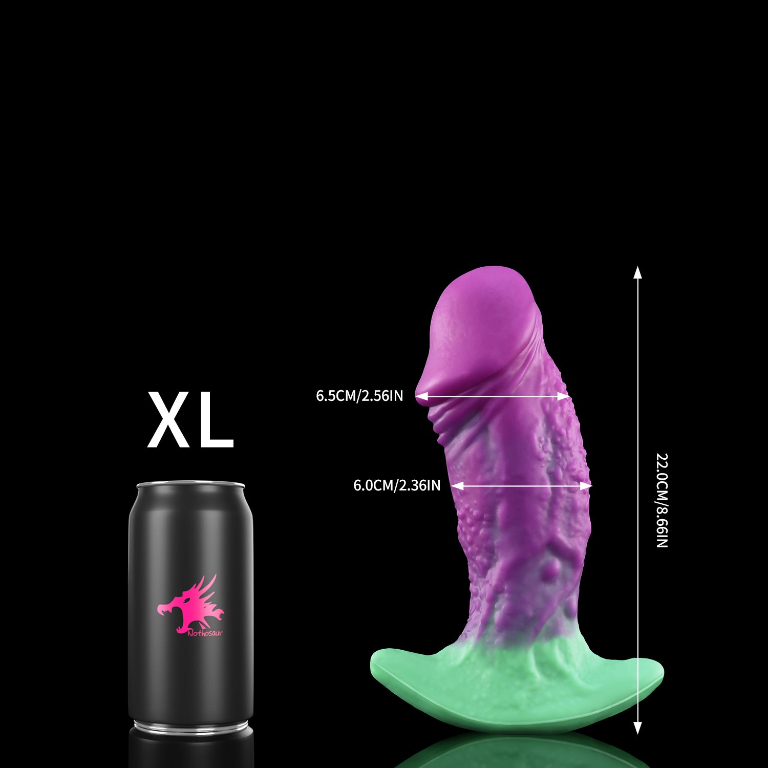 Nothosaur GOBLIN fantasy butt plug with a textured body and flared base - size reference 12