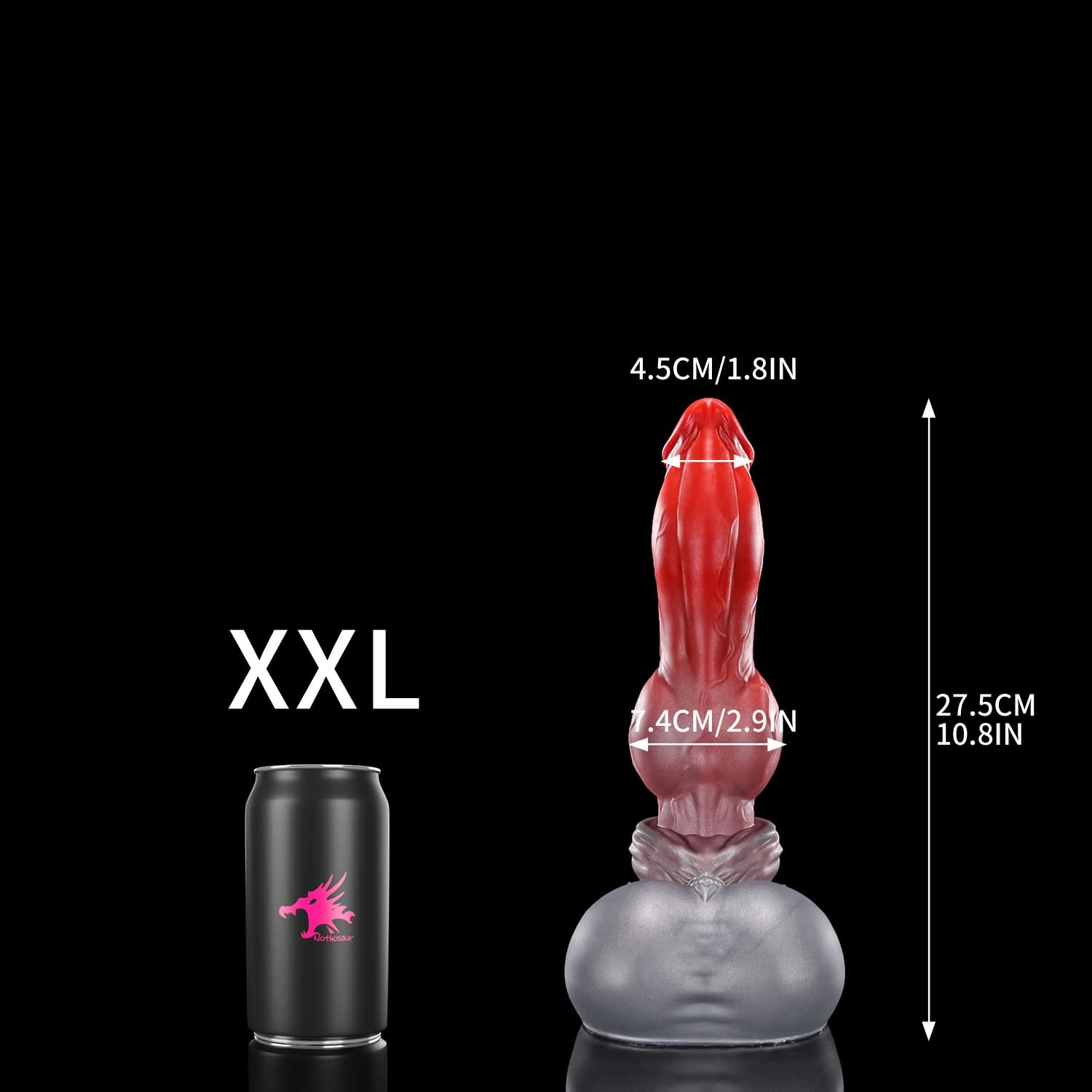 Nothosaur GRAEMEN dog knot dildo with a tapered head, smooth shaft, and full knot - product view 26