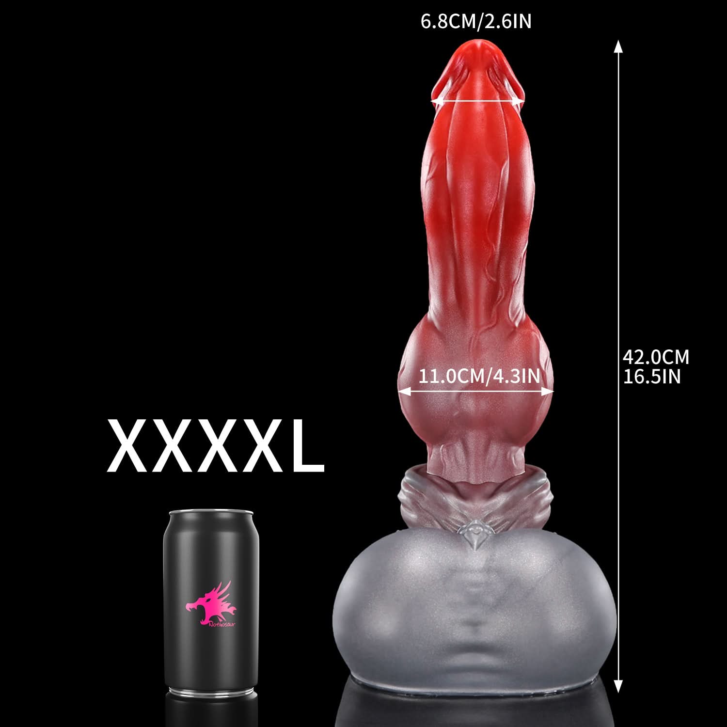 Nothosaur GRAEMEN dog knot dildo with a tapered head, smooth shaft, and full knot - product view 28