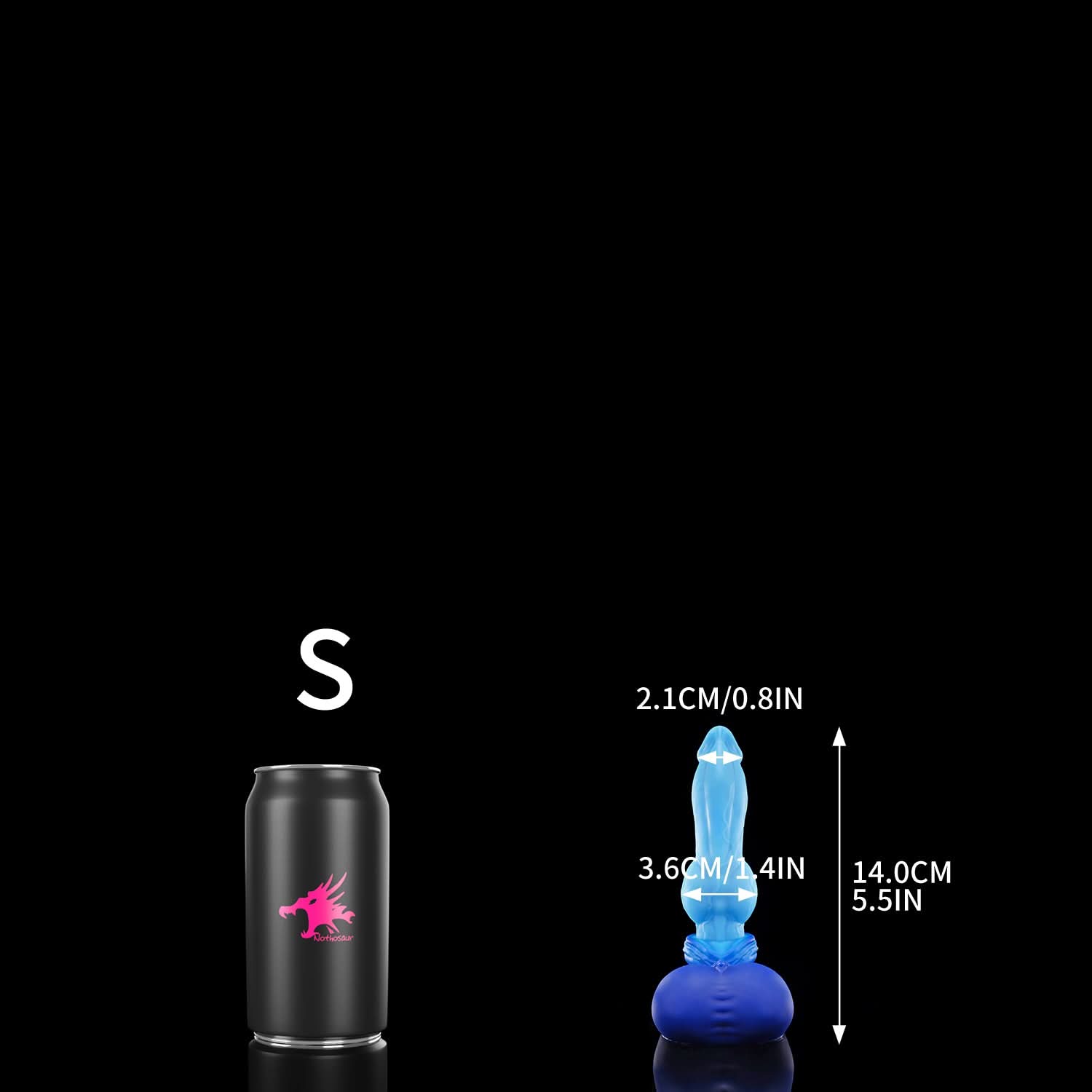 Nothosaur GRAEMEN dog knot dildo with a tapered head, smooth shaft, and full knot - size reference 12