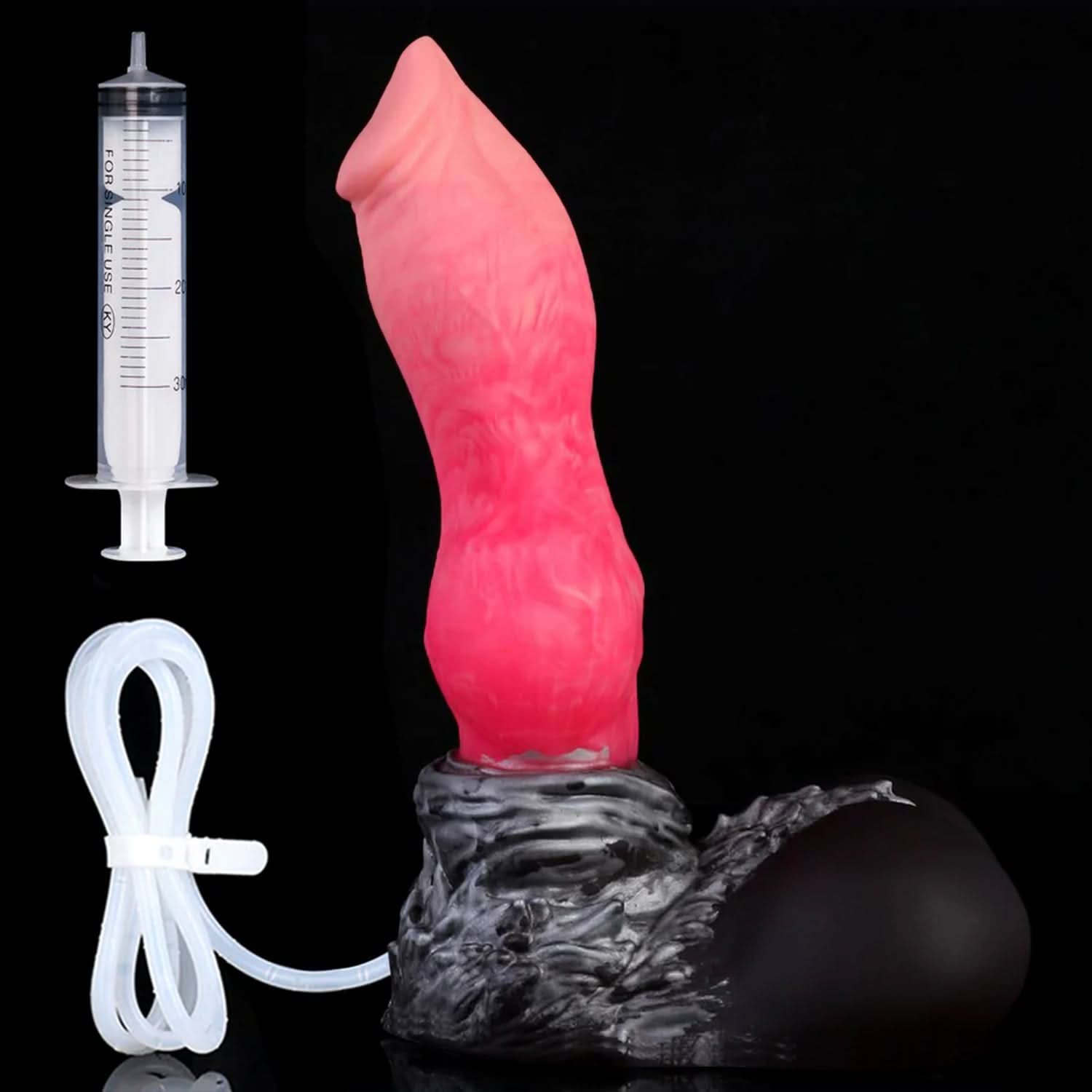 Nothosaur GRAEMEN plus tube dog knot ejaculating dildo with a tapered head, smooth shaft, and full knot - product view 09