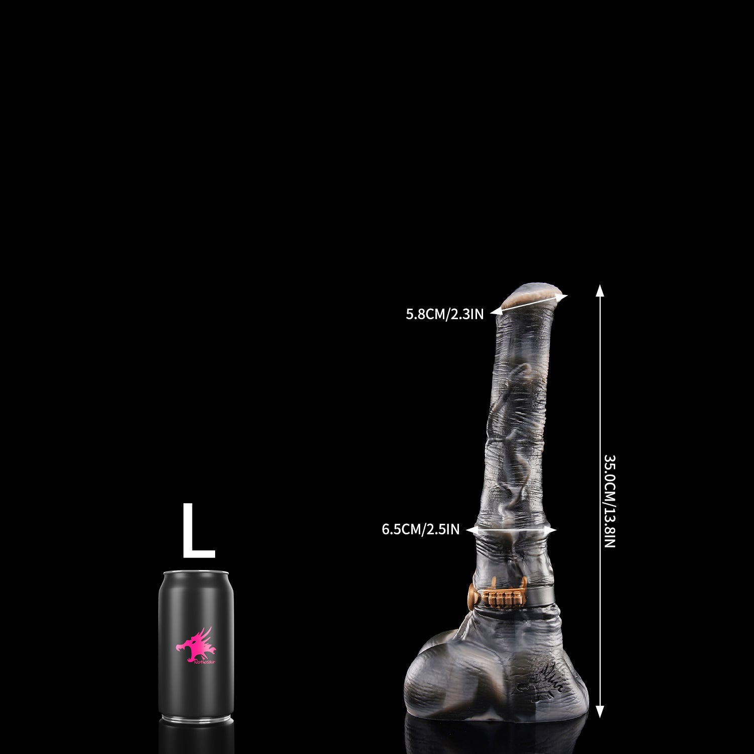 Nothosaur HUNTER JACK plus tube fantasy horse ejaculating dildo with a textured equine shaft and built-in tube - size reference 12