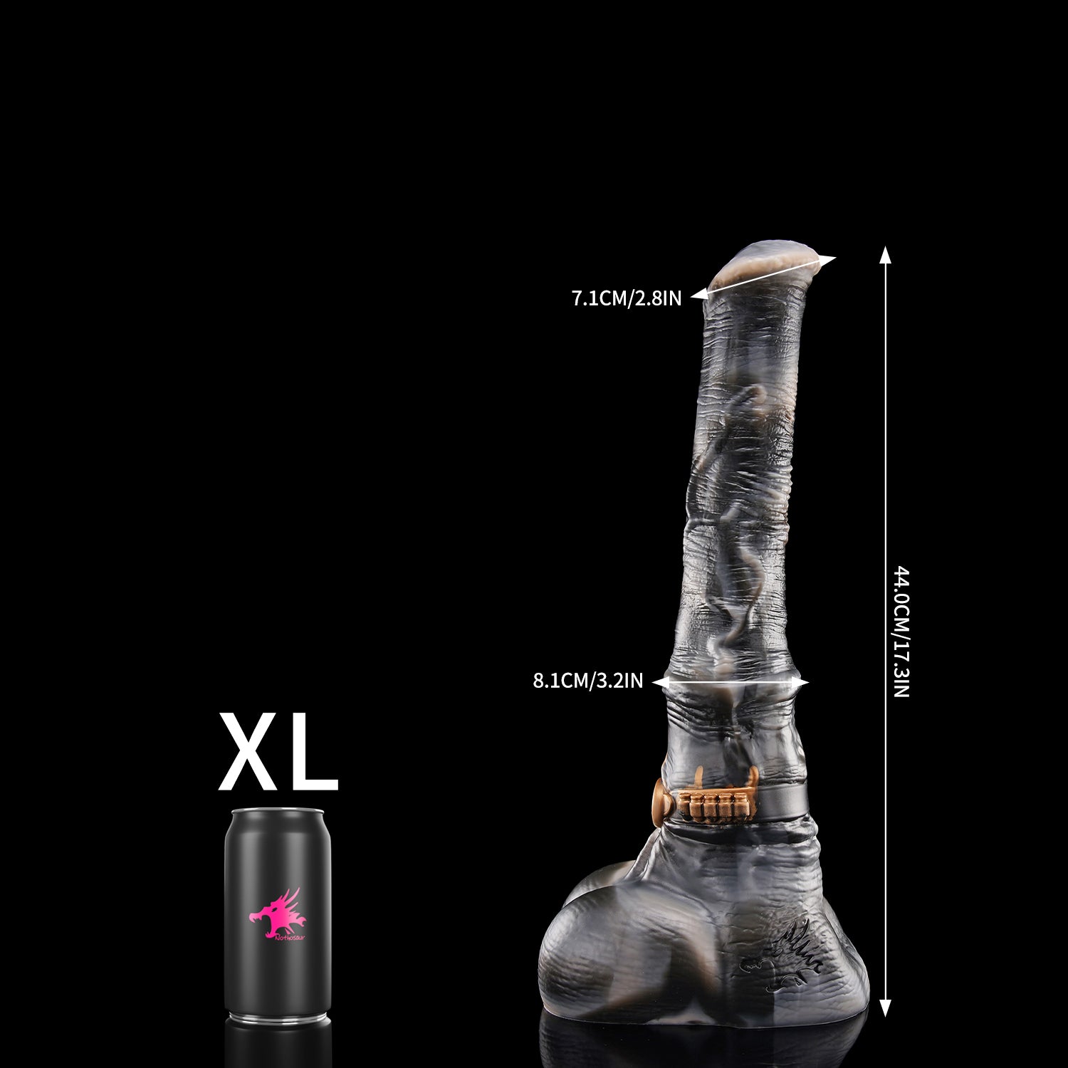 Nothosaur HUNTER JACK plus tube fantasy horse ejaculating dildo with a textured equine shaft and built-in tube - size reference 13