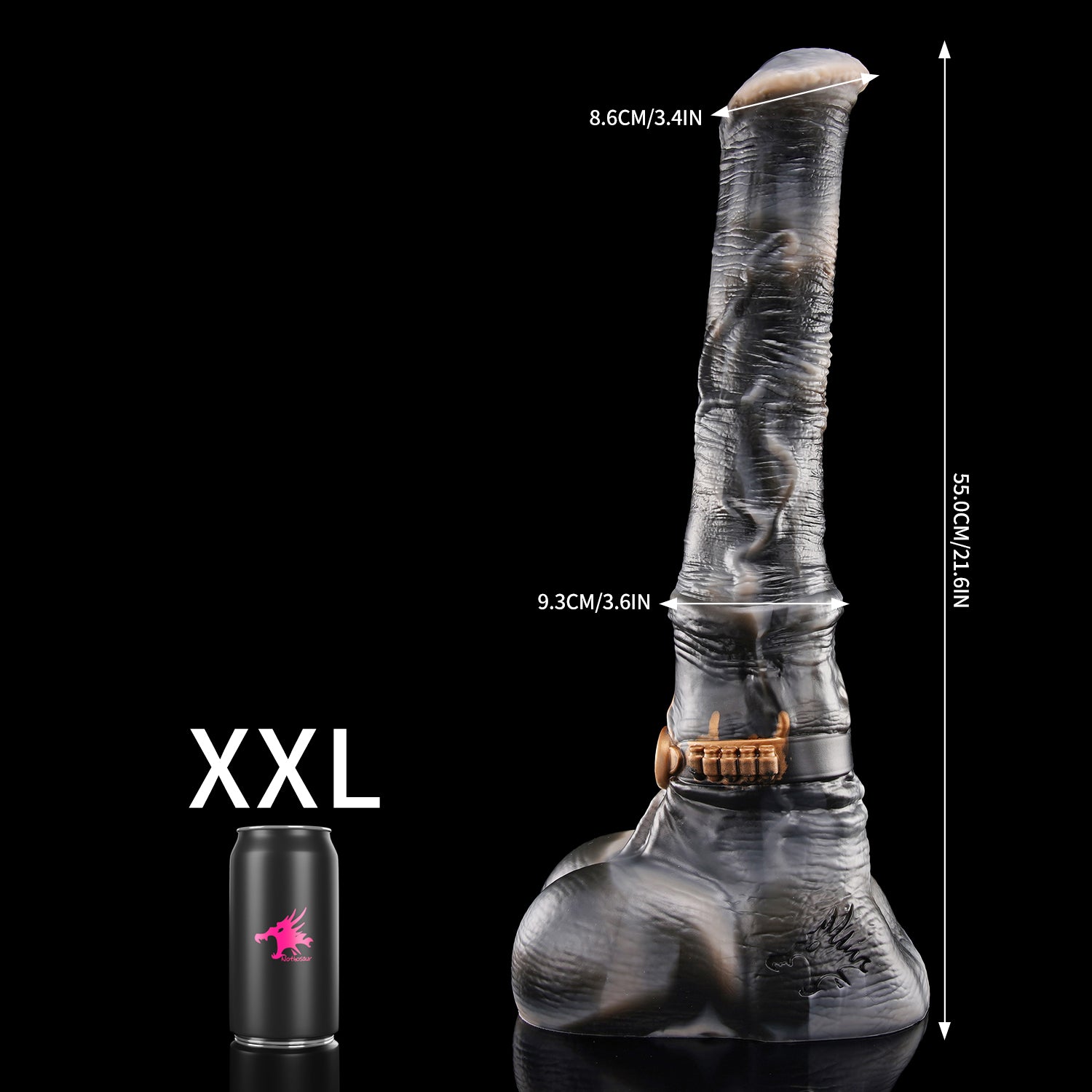 Nothosaur HUNTER JACK plus tube fantasy horse ejaculating dildo with a textured equine shaft and built-in tube - size reference 14