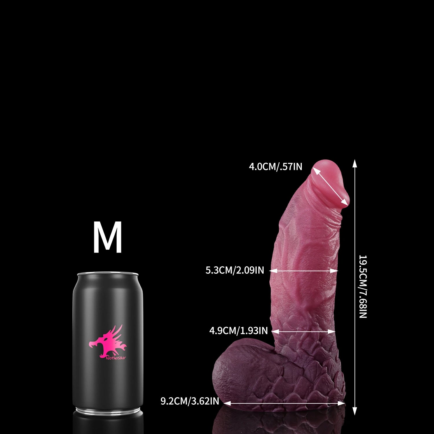 Nothosaur Ignis the Boss fantasy dragon dildo with a scaled shaft and sculpted dragon profile - size reference 12