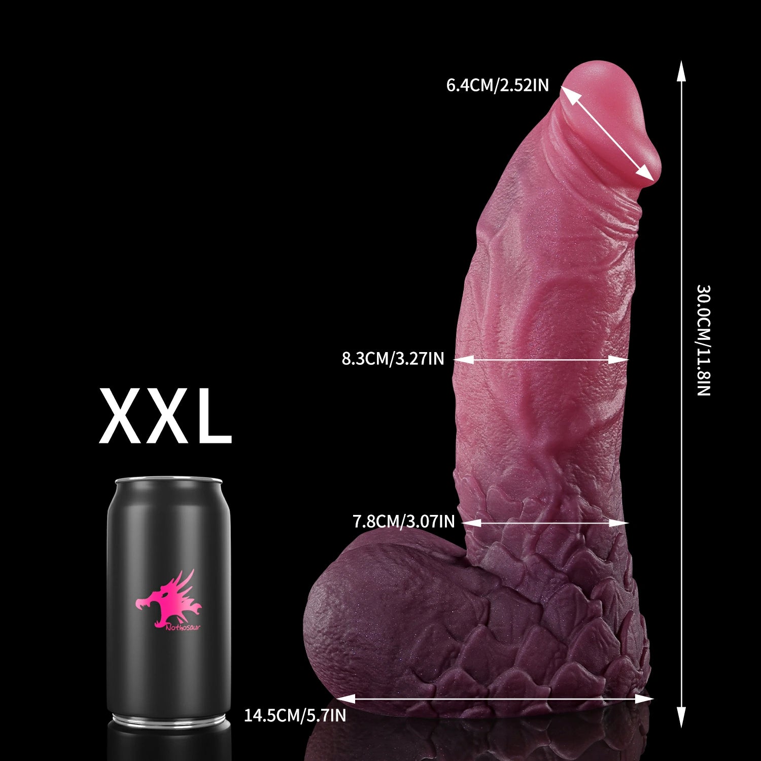 Nothosaur Ignis the Boss fantasy dragon dildo with a scaled shaft and sculpted dragon profile - size reference 15