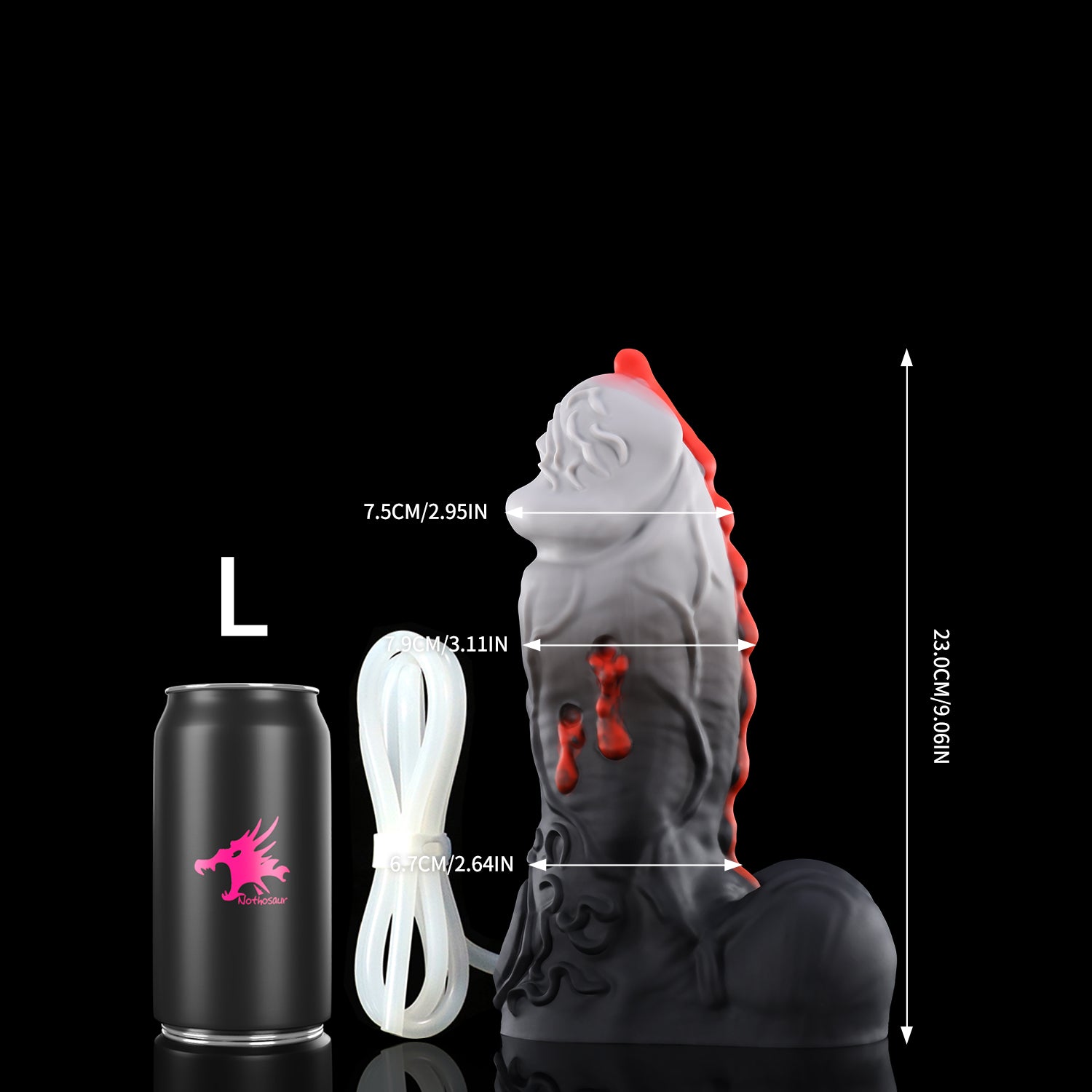 Nothosaur ISSUS plus tube fantasy vampire ejaculating dildo with elegant gothic textures and a built-in tube - size reference 13