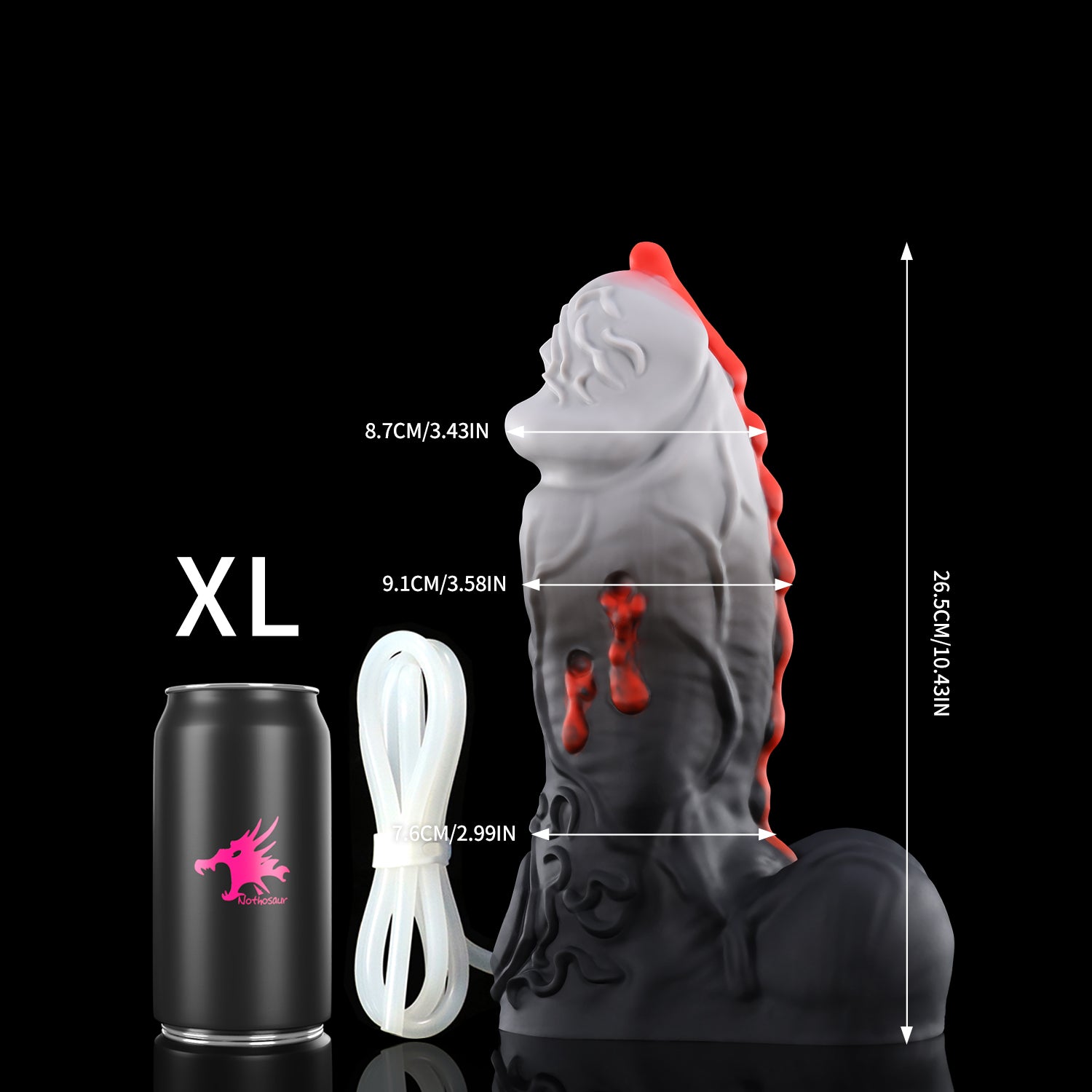 Nothosaur ISSUS plus tube fantasy vampire ejaculating dildo with elegant gothic textures and a built-in tube - size reference 14