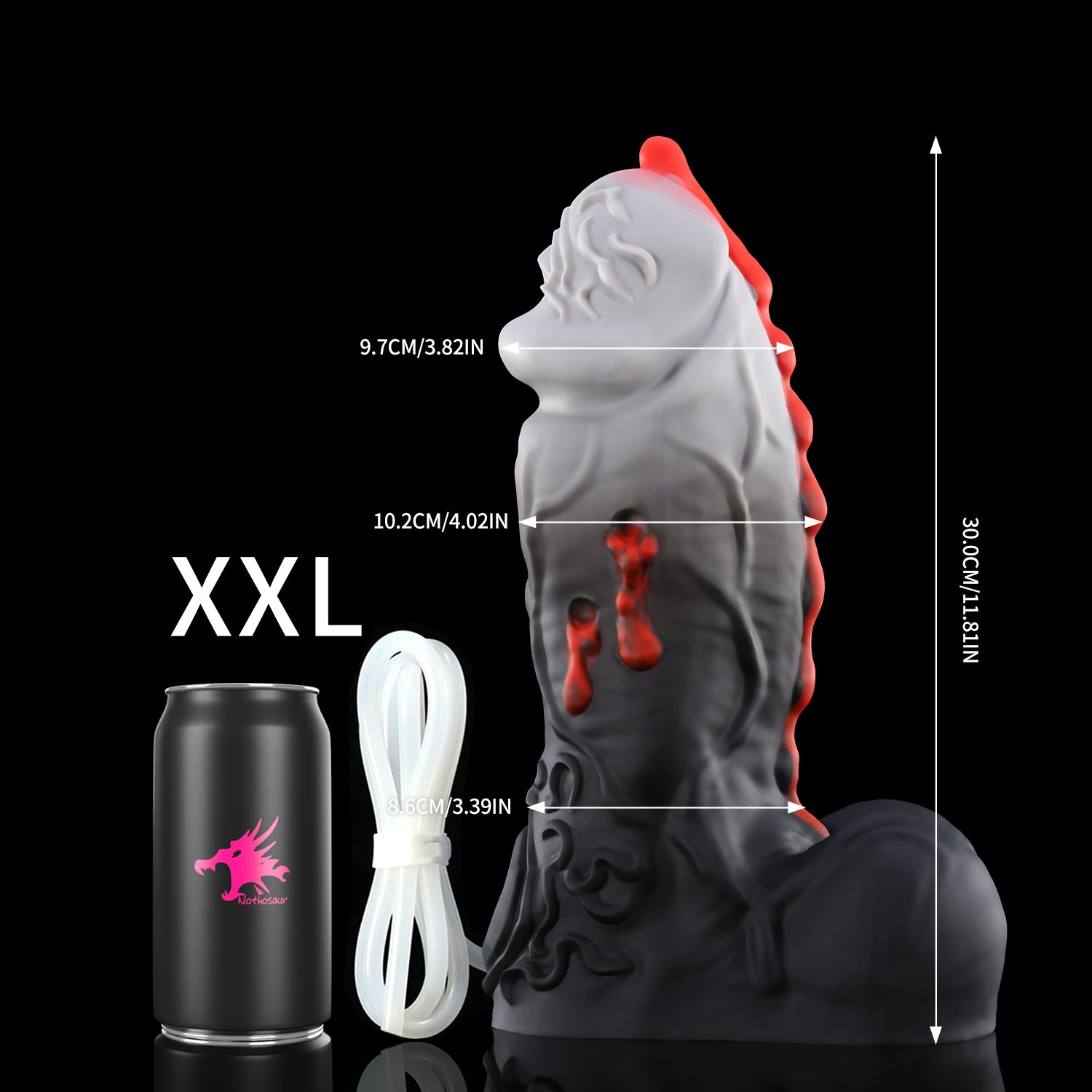 Nothosaur ISSUS plus tube fantasy vampire ejaculating dildo with elegant gothic textures and a built-in tube - size reference 15
