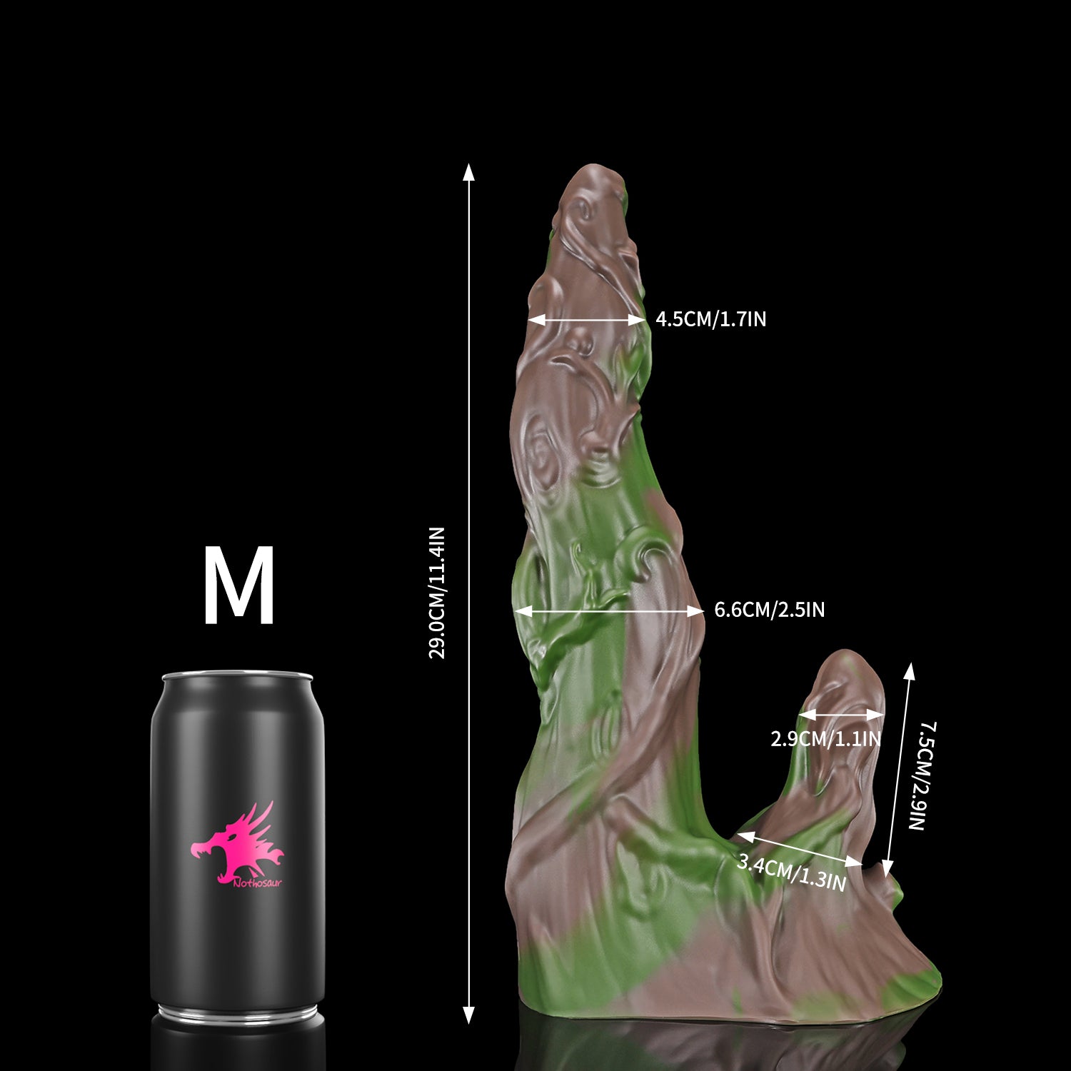 Nothosaur LYSAN fantasy double ended dildo with organic vine and branch textures - size reference 13