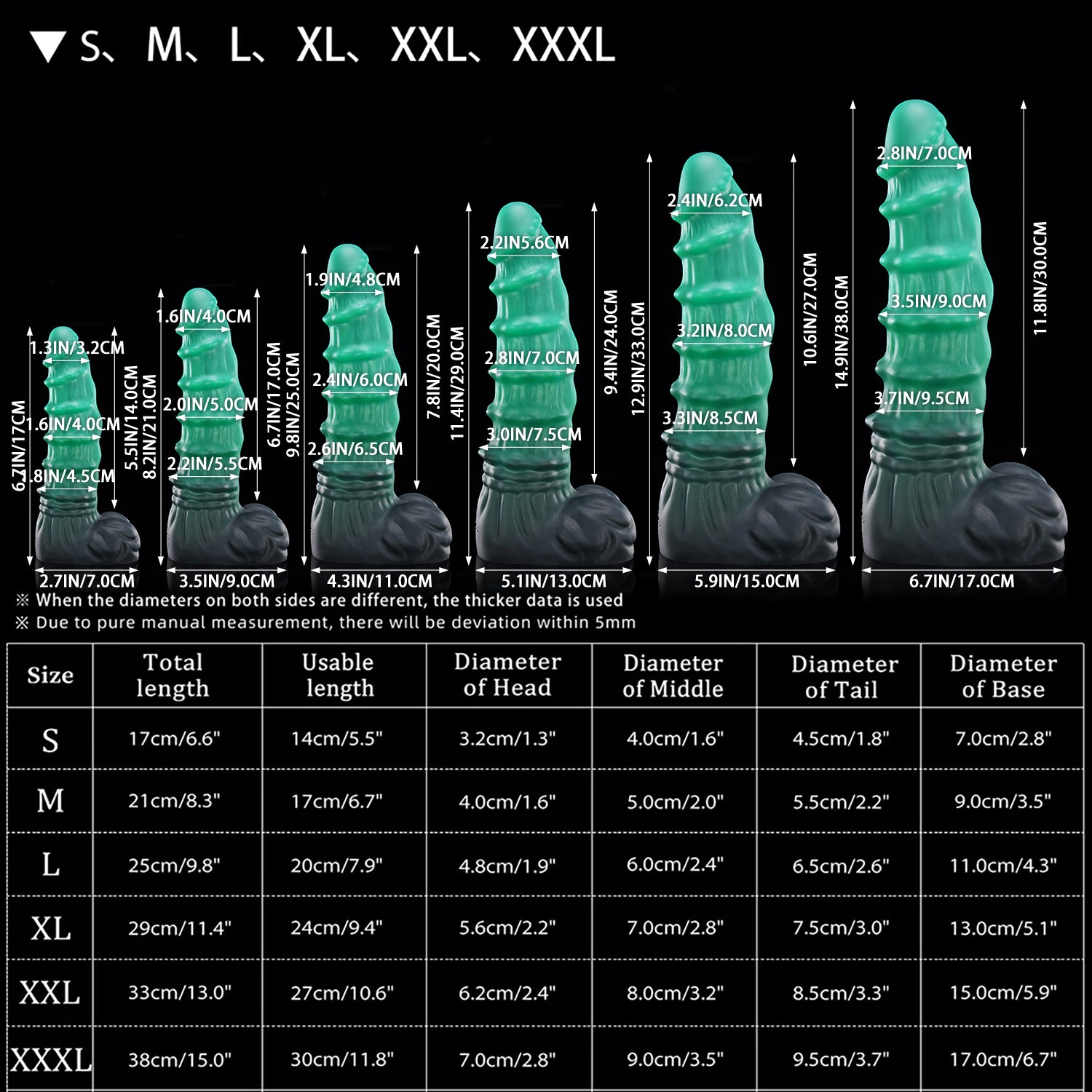 Nothosaur MEPHISTO fantasy monster dildo with an upturned tip and layered rounded ridges - size reference 02