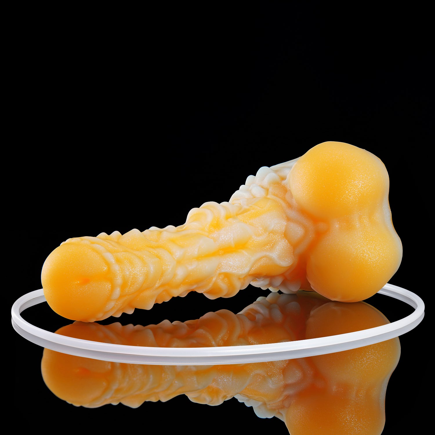 Nothosaur MOLO plus tube fantasy lizard ejaculating dildo with layered scale textures and a built-in tube - built in tube detail