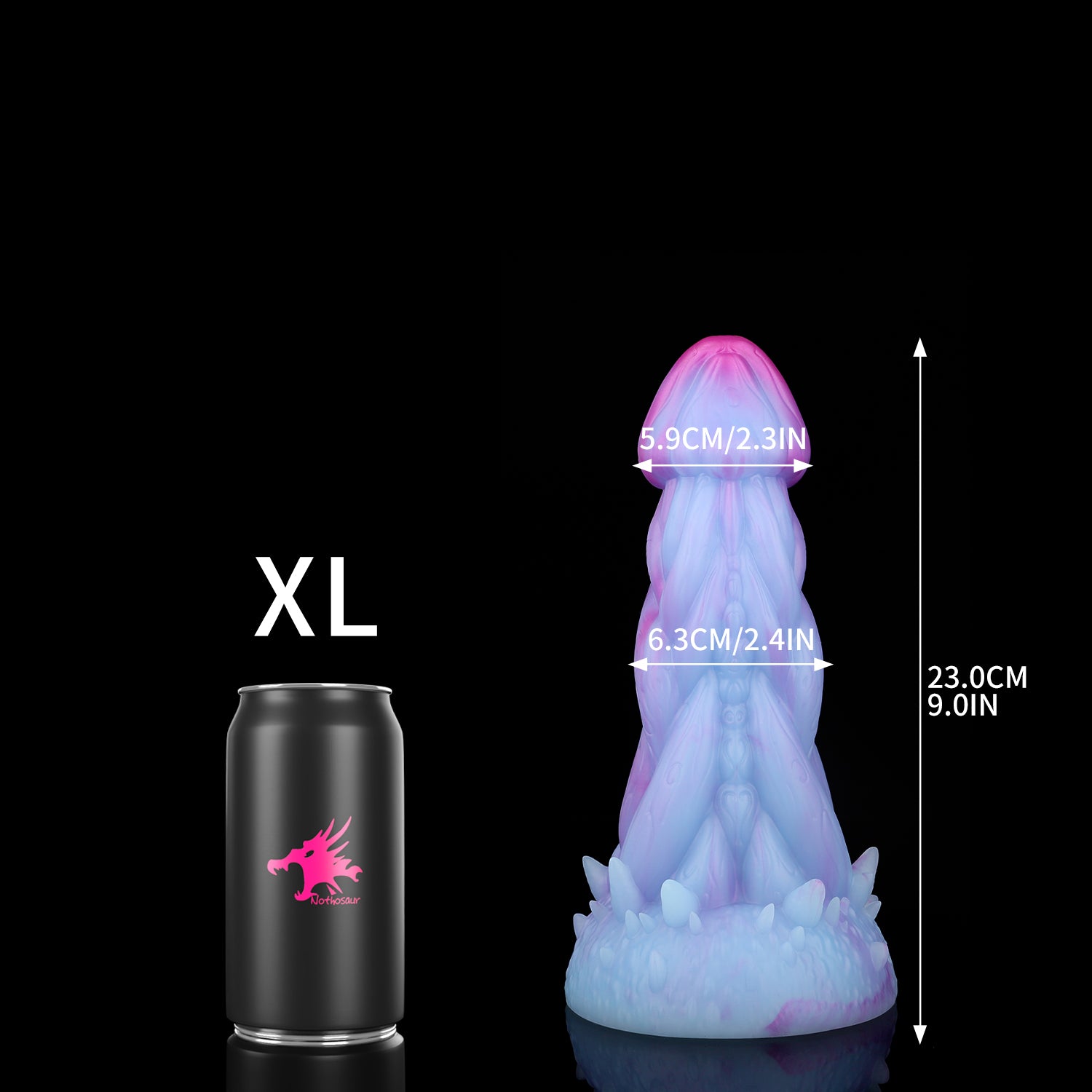 Nothosaur MOOM fantasy textured dildo with an organic mushroom-inspired head and root-like ridges - size reference 13