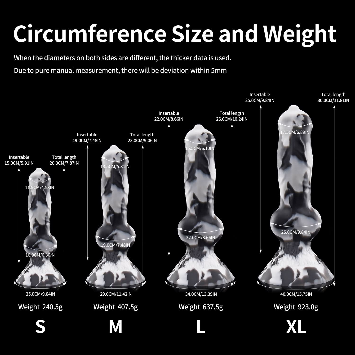 Nothosaur NICOS fantasy dog knot dildo with a textured shaft and pronounced knot - size reference 03