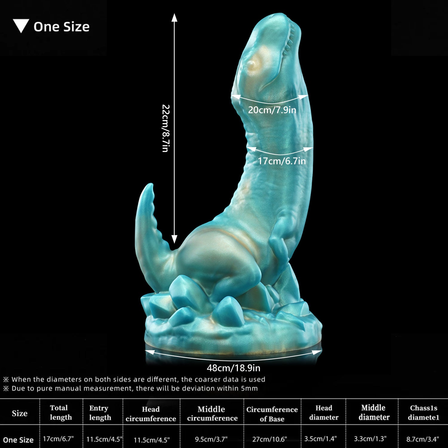 VELOX dinosaur fantasy toy size chart
