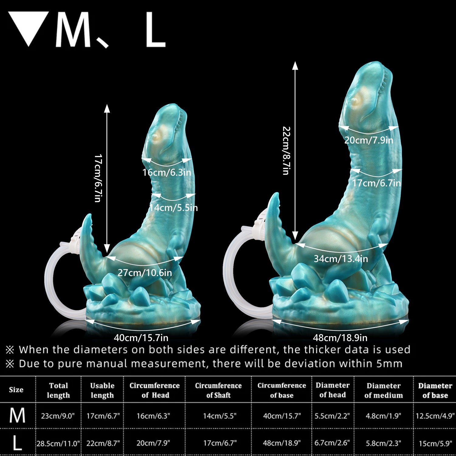 VELOX+Tube dinosaur fantasy toy size chart