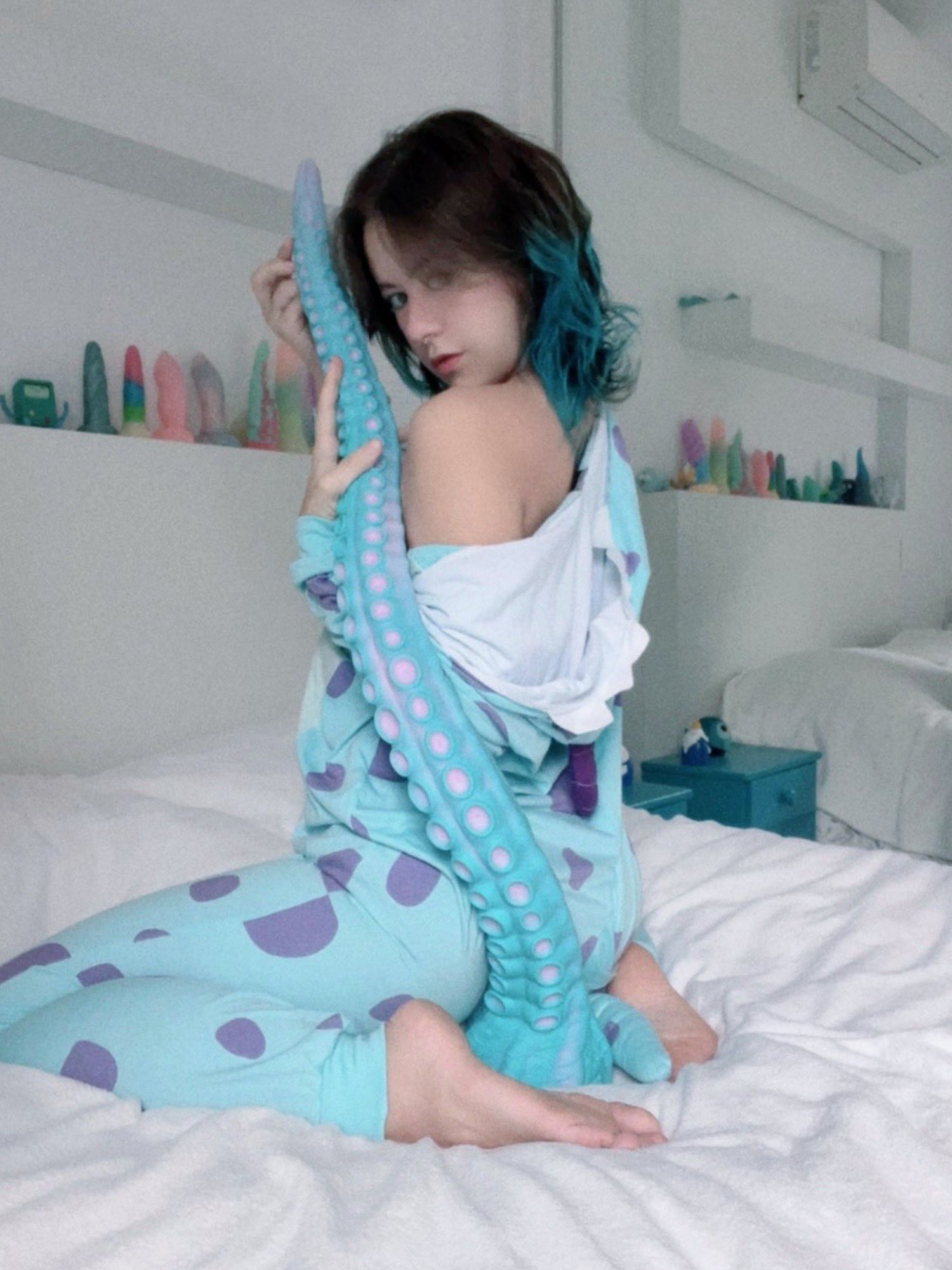 Tentacle Octopus Dildo, KOL Tenticle dildo Custom blue color