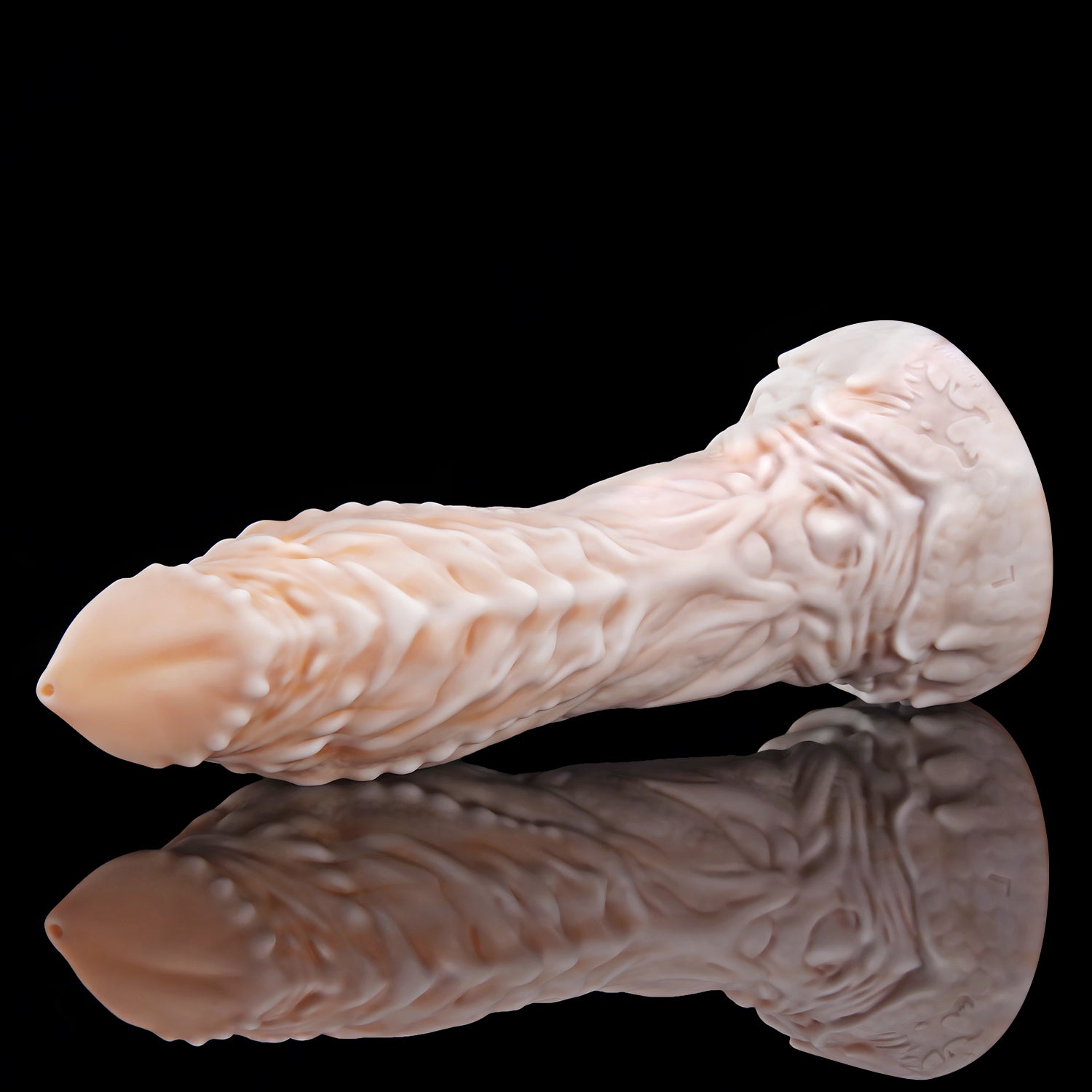 OPALEYE custom dragon fantasy dildo with a curved scale-textured shaft and sculpted base - side view