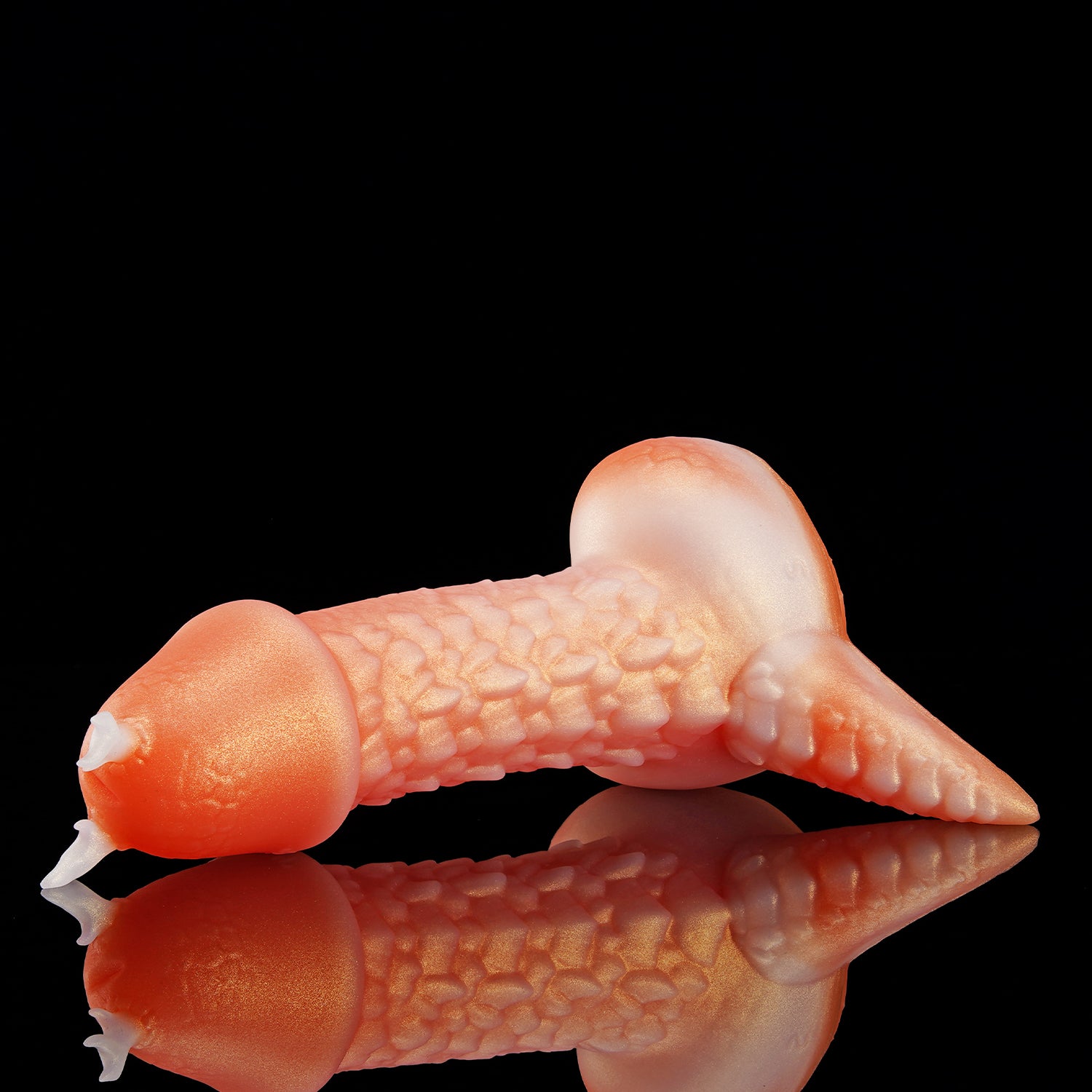 TWILIGHT custom dragon fantasy dildo with a curved textured shaft and flared suction cup base - texture detail