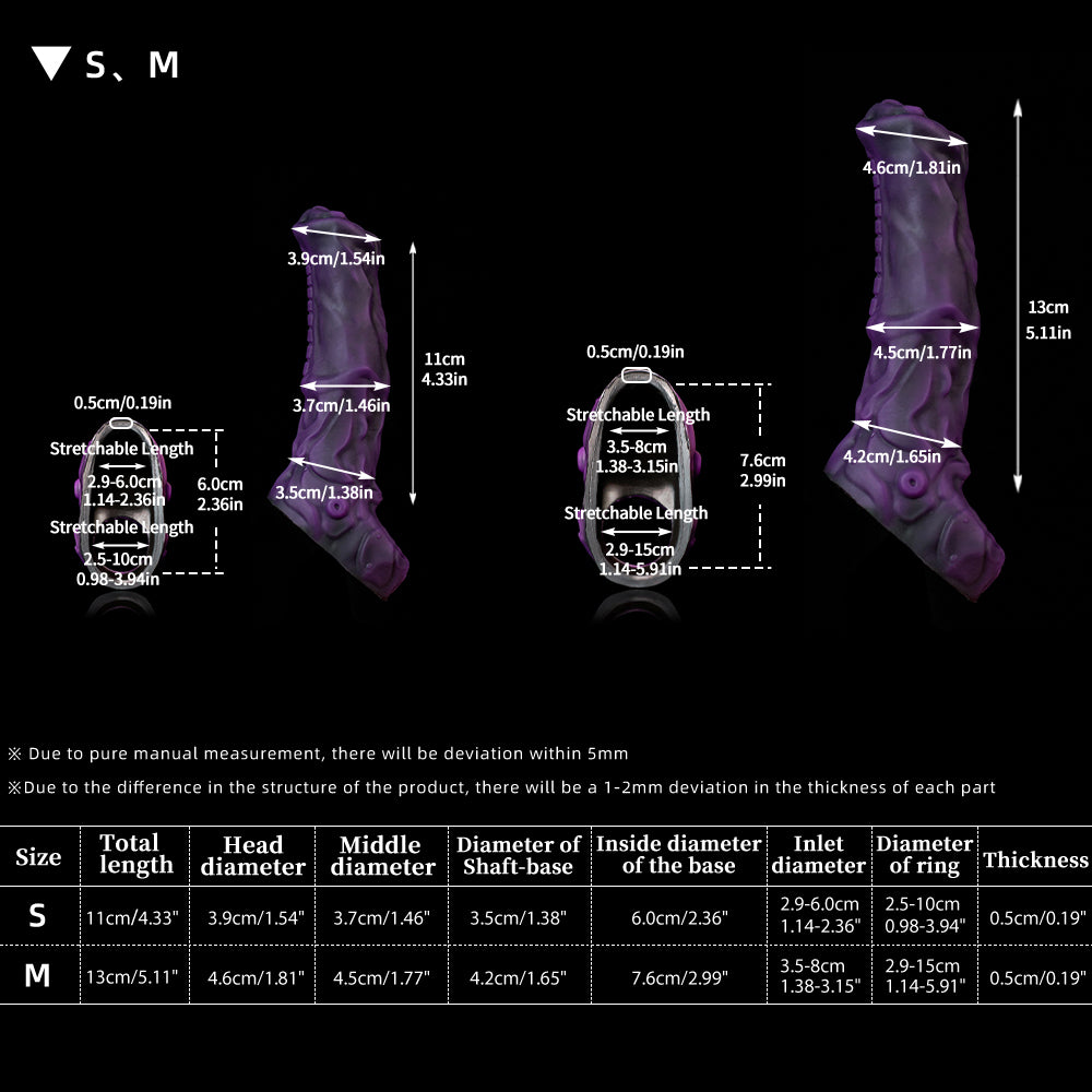 Nothosaur-IRONN-025-Horse-Cock-Dildo-Enlarged-Butt-Plug-Dildo-Rush-Purple-SIZE-CHART