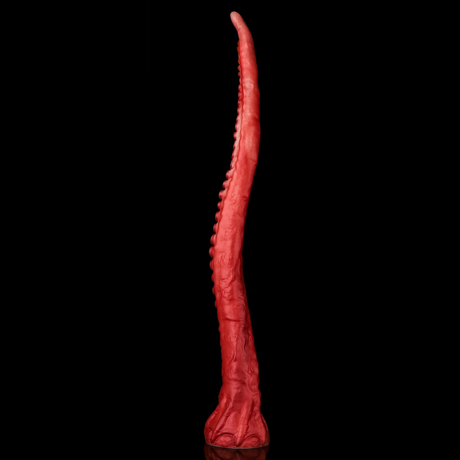 ALLA curved tentacle dildo with raised suction cups and sculpted flared base - long side profile