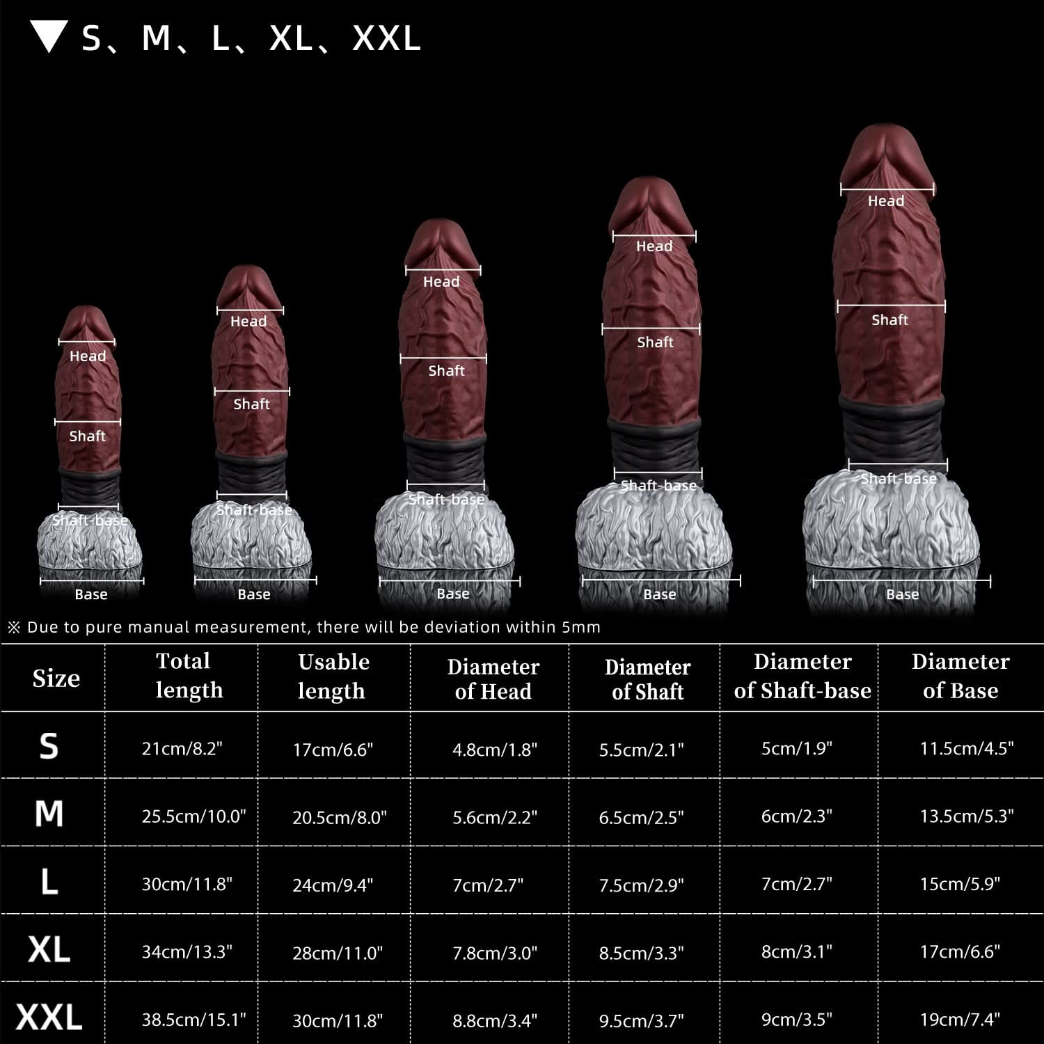 FAMARIO fantasy monster dildo with a textured shaft, sculpted furry base, and rounded balls - brown custom color full size chart