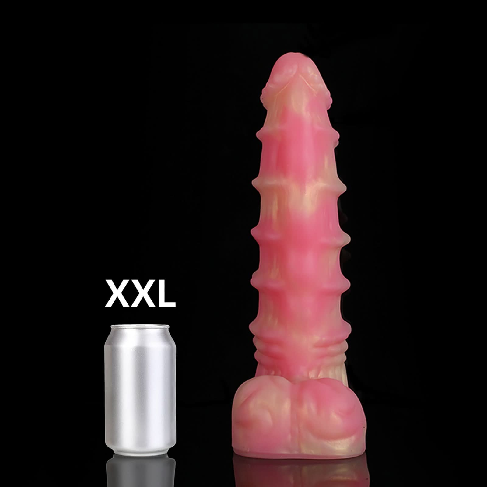 Nothosaur MEPHISTO fantasy monster dildo with an upturned tip and layered rounded ridges - size reference 28