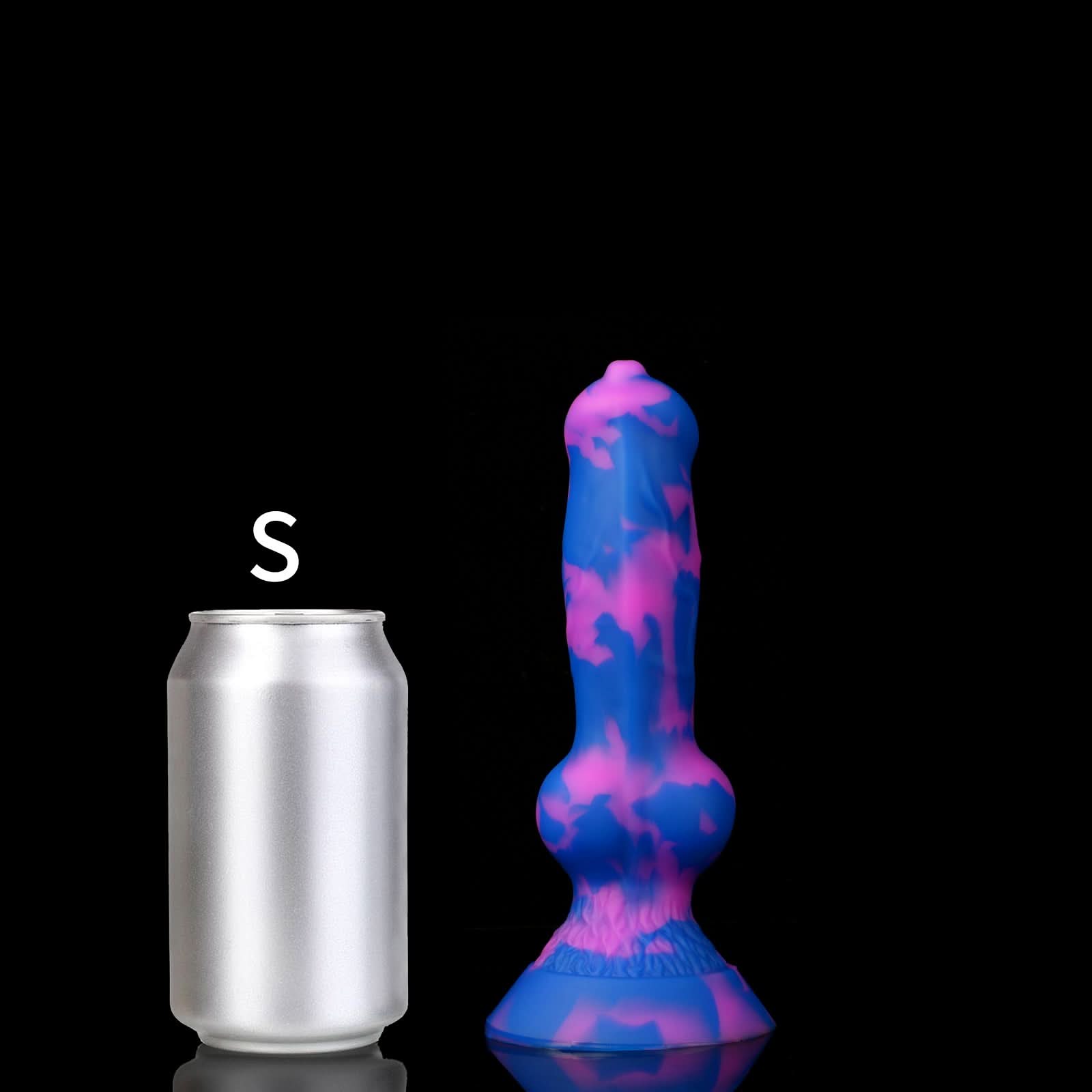 Nothosaur NICOS fantasy dog knot dildo with a textured shaft and pronounced knot - size reference 15